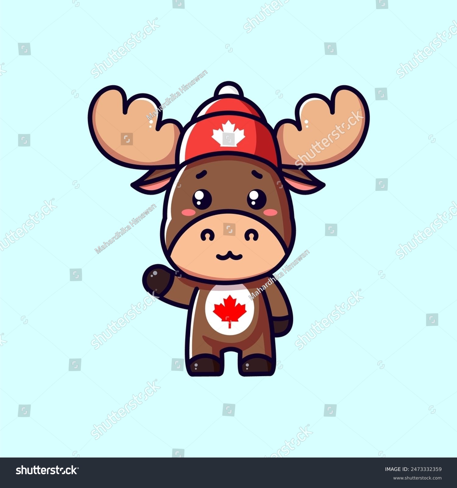 recommend clip art: Canadian moose mascot vector in cute and simple cartoon style designed for an attractive, friendly and fun look.