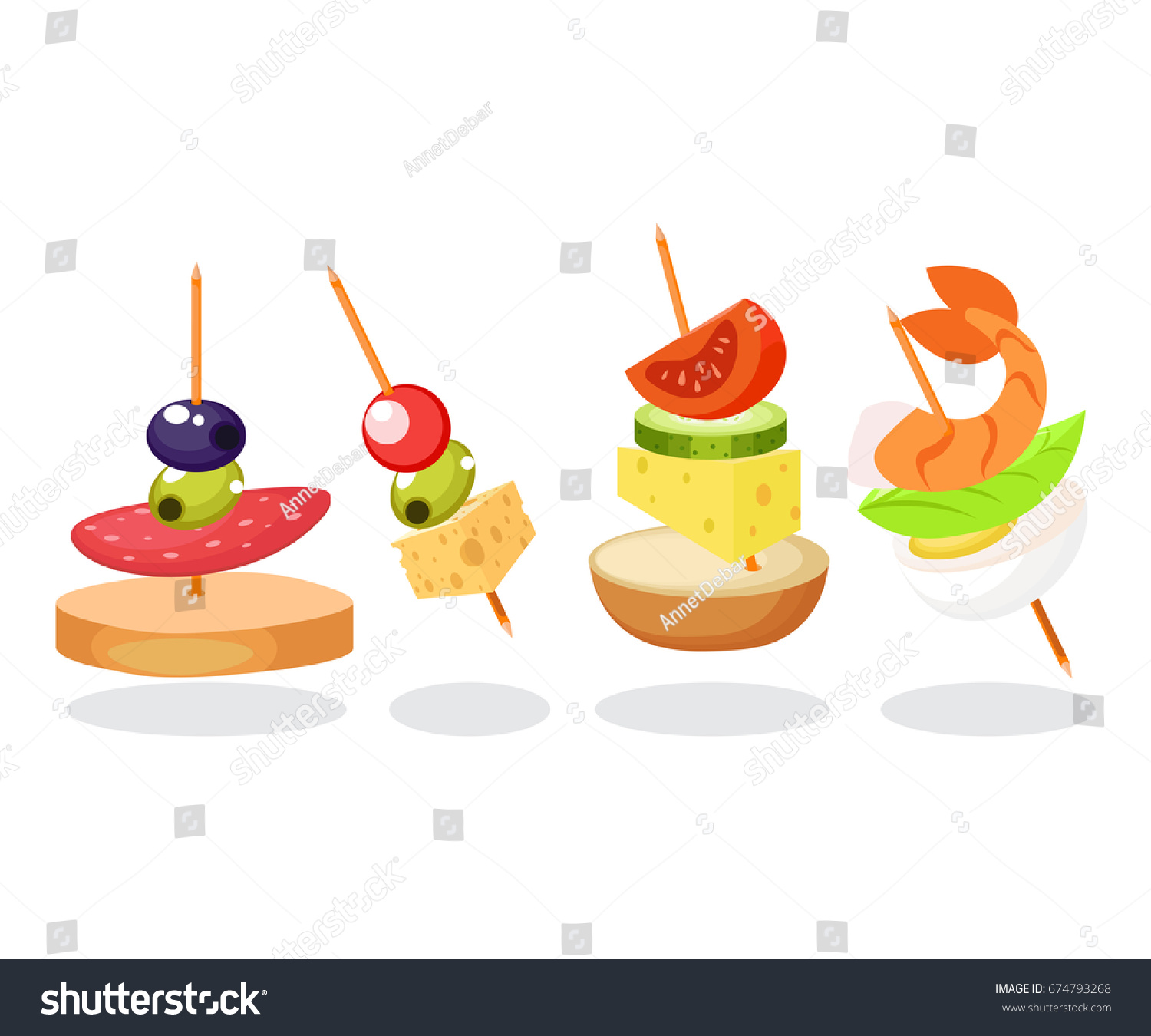 Canape Set Designer Vector Realistic Illustration Stock Vector (Royalty ...