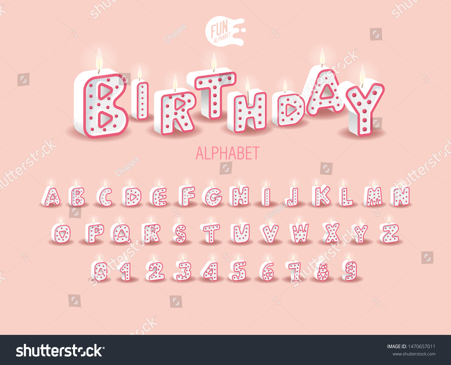 SVG of Candle 3D Sweet Duo Color Letters On A Pink Background. Set For Candy Bar. Font For Happy Birthday Celebration. Realistic Collection for Children's Party. Baby Shower. Muffin With Candle. Alphabet ABC svg