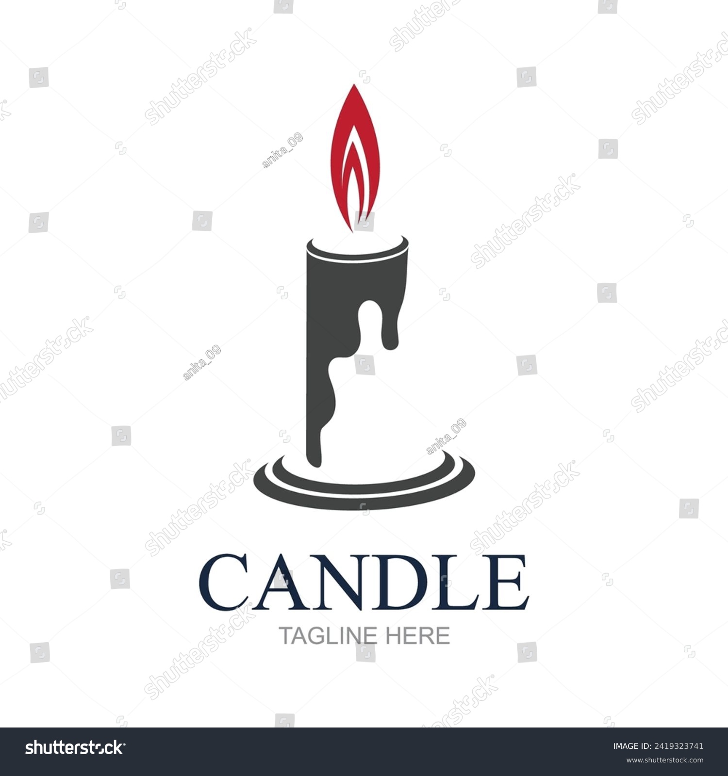 SVG of Candle flame logo in a frame,Bright fire shape vector illustration svg