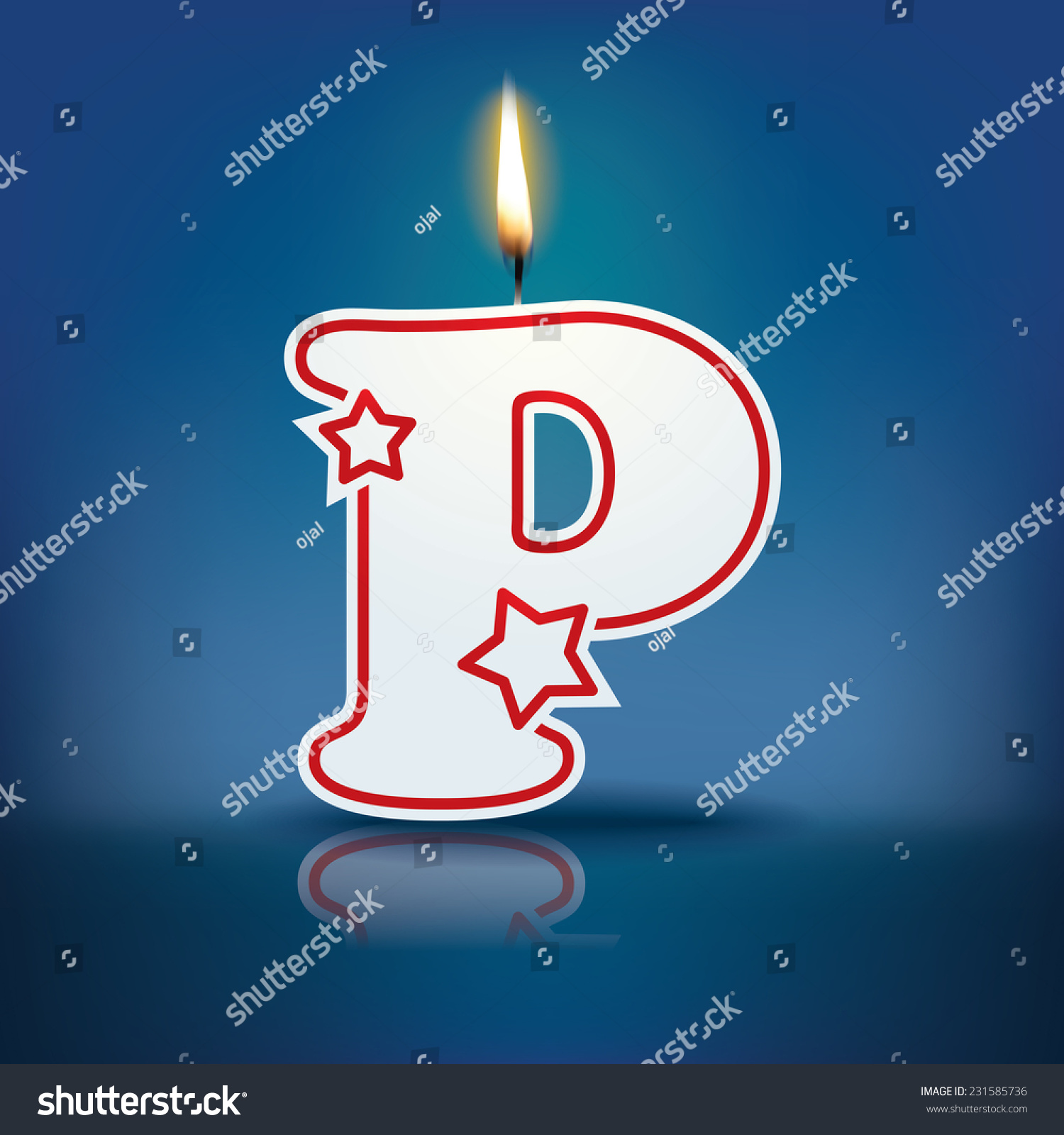 SVG of Candle letter P with flame - eps 10 vector illustration svg