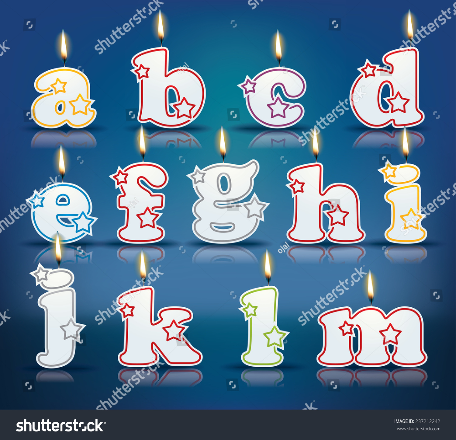 SVG of Candle letters from a to m with flames - eps 10 vector illustration svg