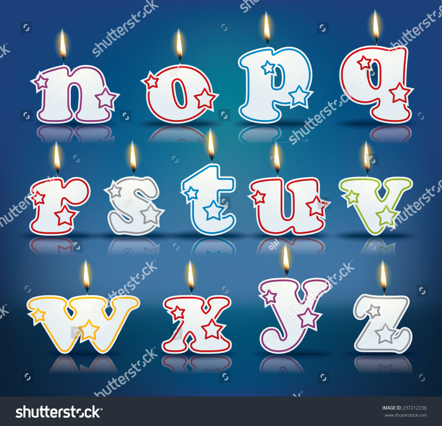 SVG of Candle letters from n to z with flames - eps 10 vector illustration svg
