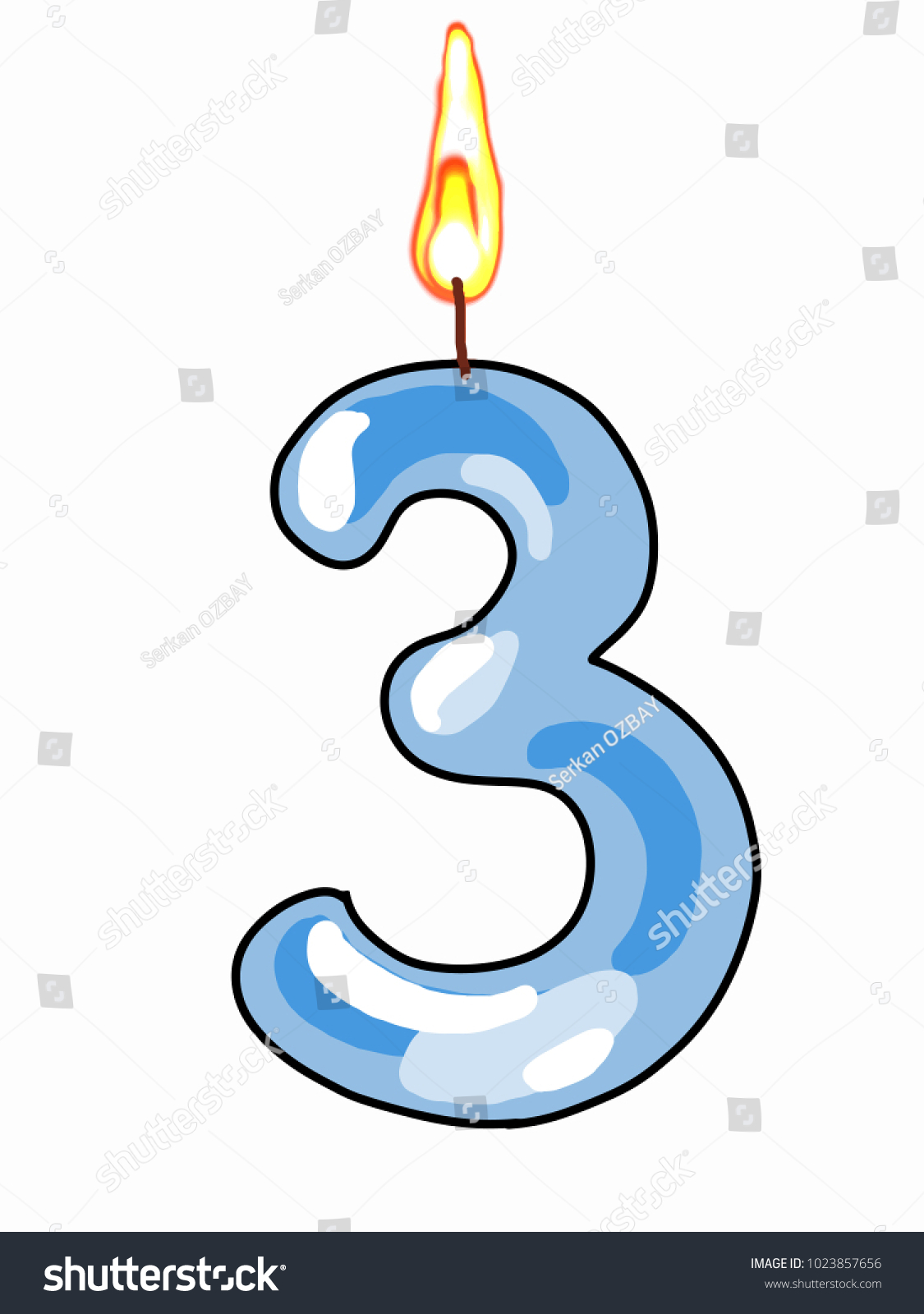 Candle Three Blue Number Illustration Drawing Stock Vector (royalty 