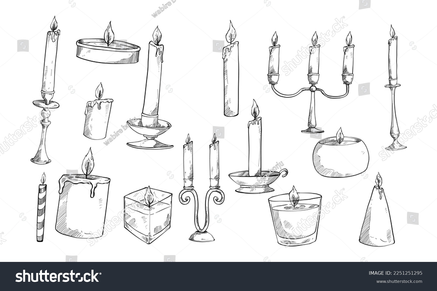 SVG of candle type handdrawn collection engraving svg