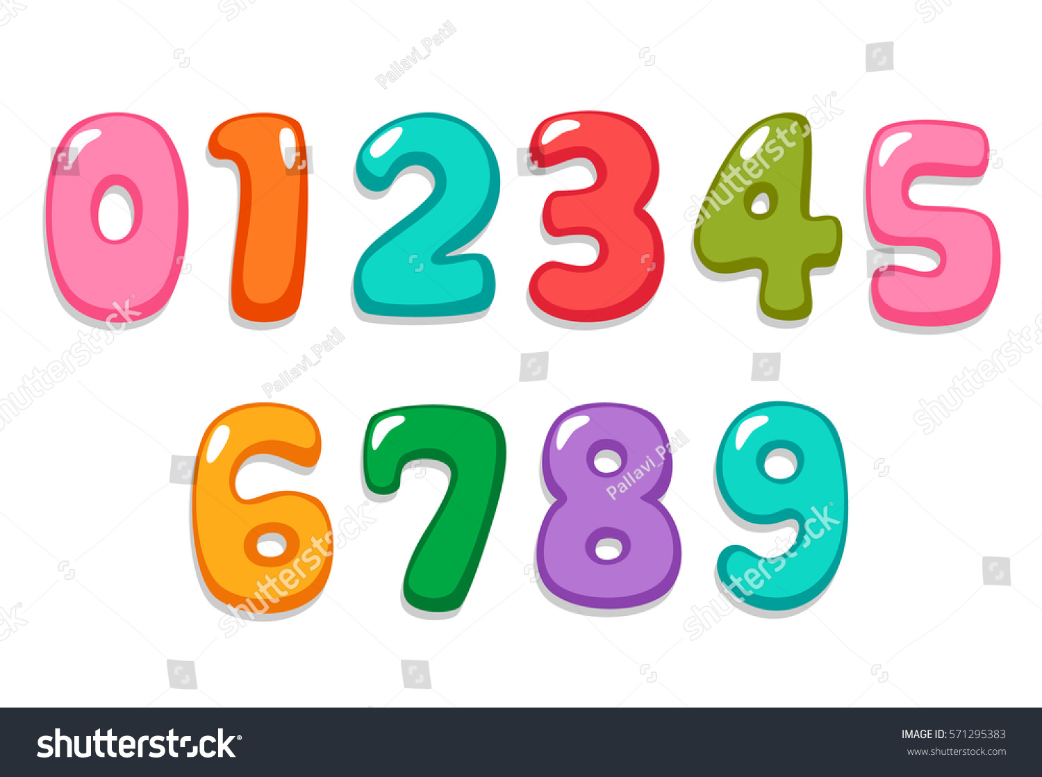 Candy Color Kid Font Numbers Stock Vector (Royalty Free) 571295383 ...