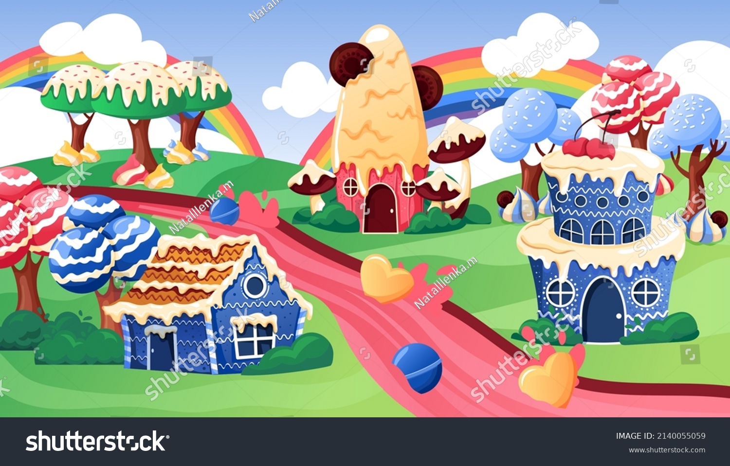 Candy House Background Fantasy Landscape Tale Stock Vector (Royalty ...