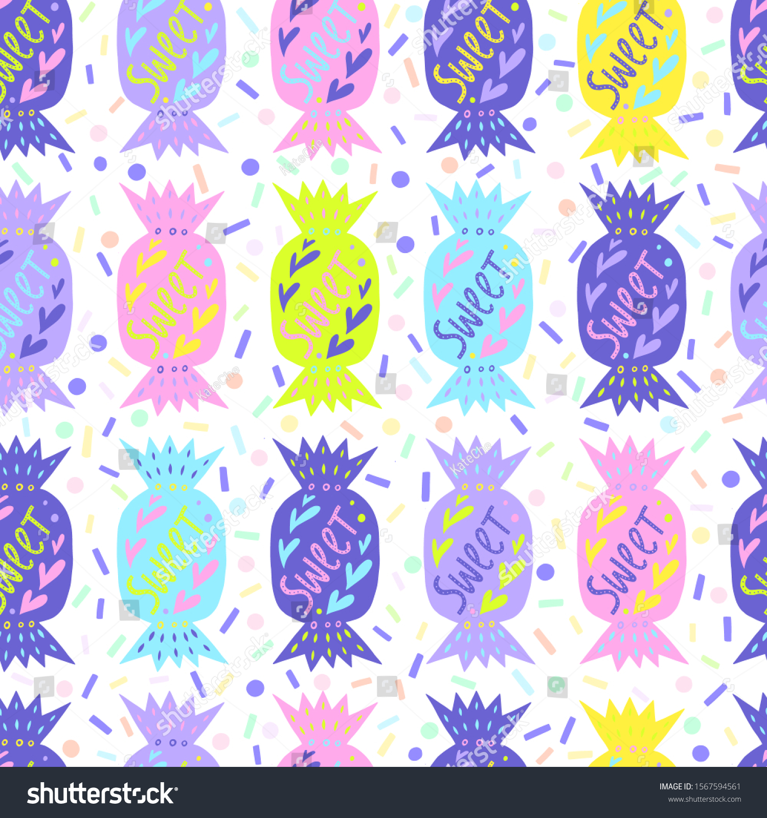 Candy Silhouettes Seamless Pattern Hand Drawn Stock Vector Royalty Free