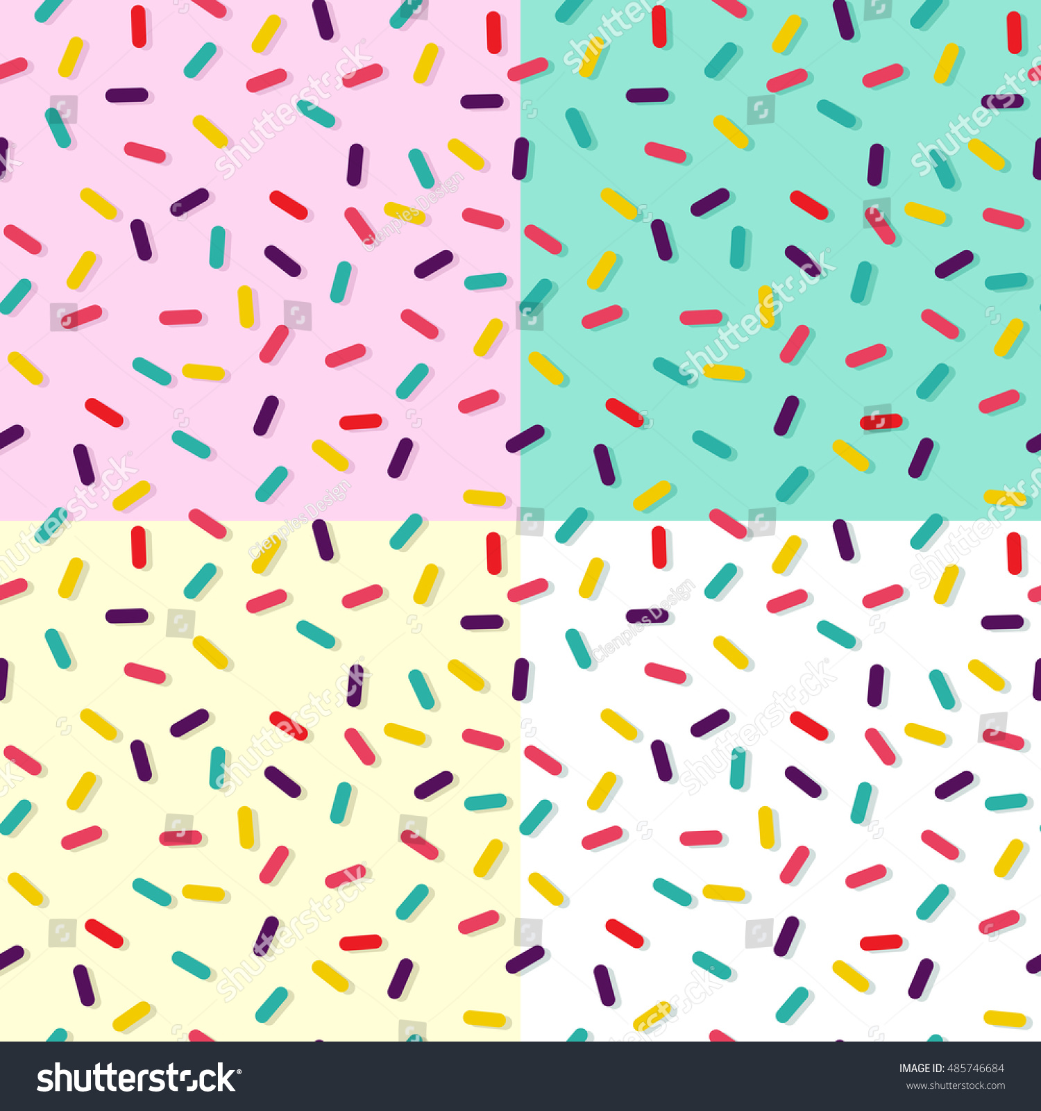 Candy Sprinkles Seamless Patterns Colorful Cake Stock Vector 485746684 ...