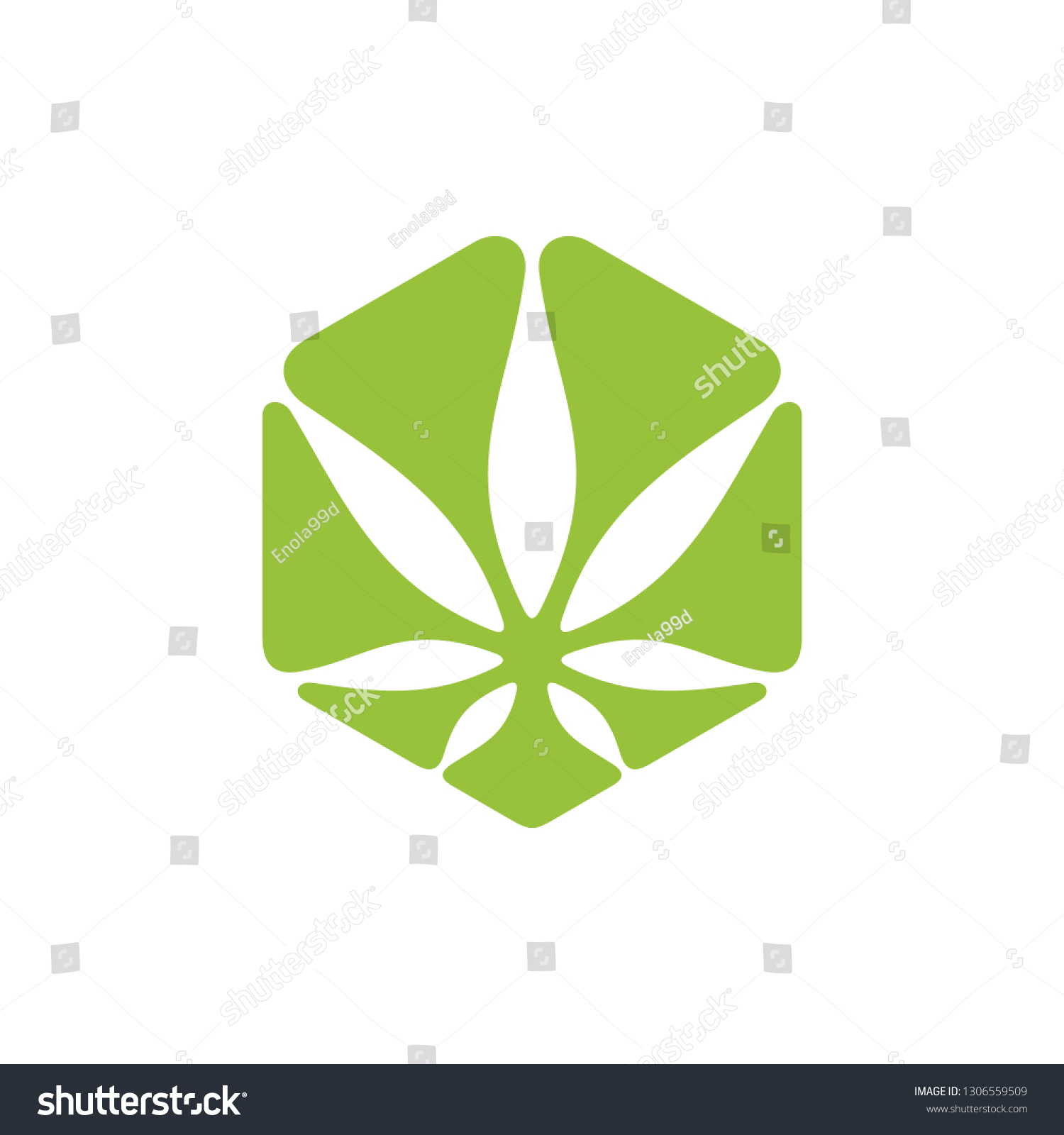 Cannabis Pot Leaf Hemp Hexagon Shape Stock Vector (Royalty Free) 1306559509