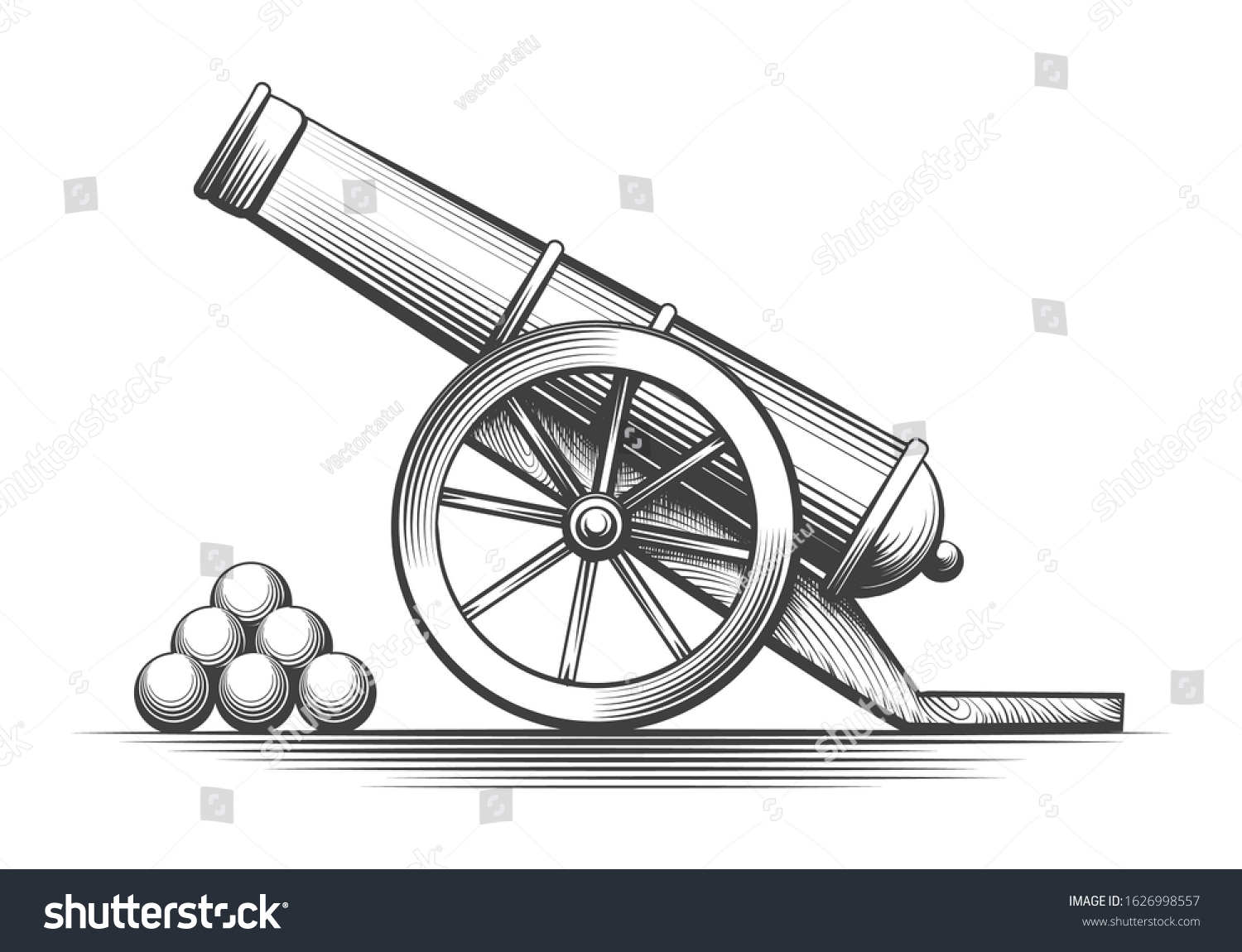 Cannon Weapon Firing Antique Cannons Shooting Stock Vector Royalty Free Shutterstock