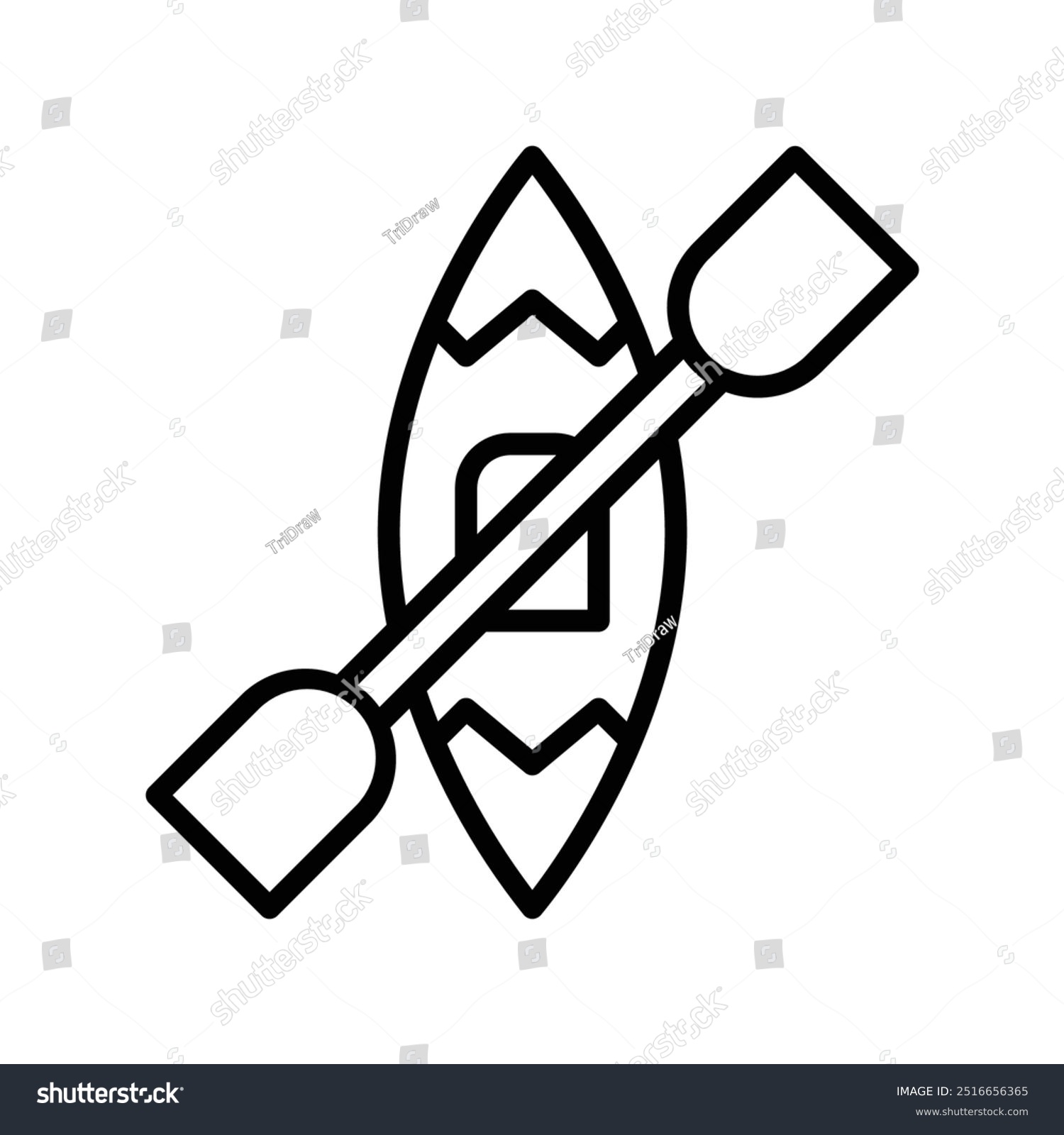 recommend clip art: canoe icon. Outline style design isolated on white background
