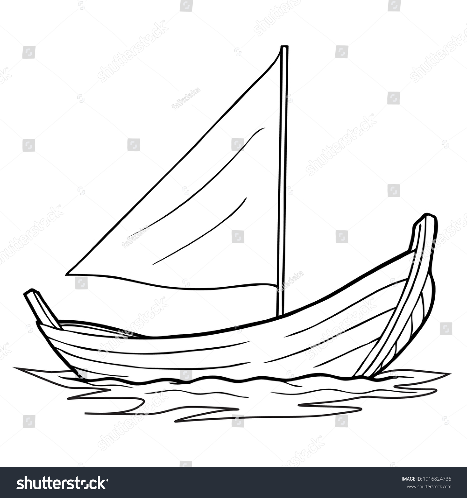 Canoe Line Vector Illustration Isolated On Stock Vector (Royalty Free ...