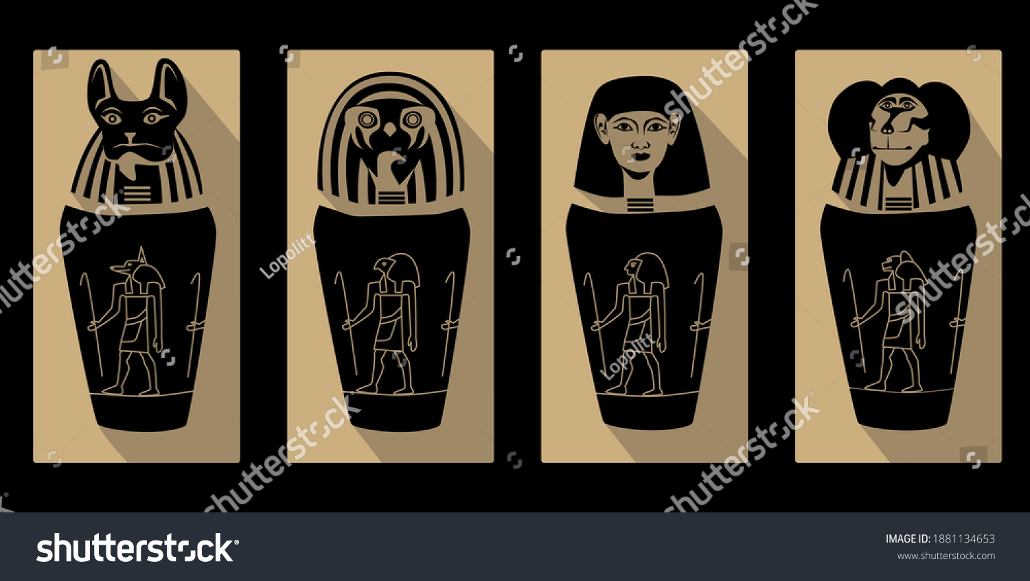 Canopic Jars Ancient Egyptian Elements Using Stock Vector (Royalty Free ...