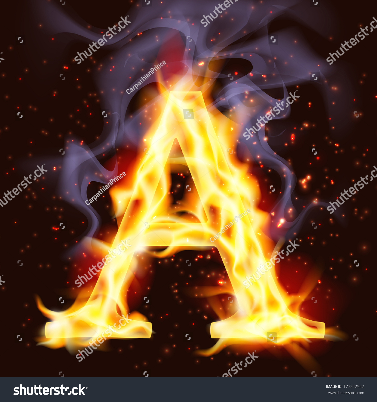 Capital Letter A On Fire. Stock Vector Illustration 177242522 ...