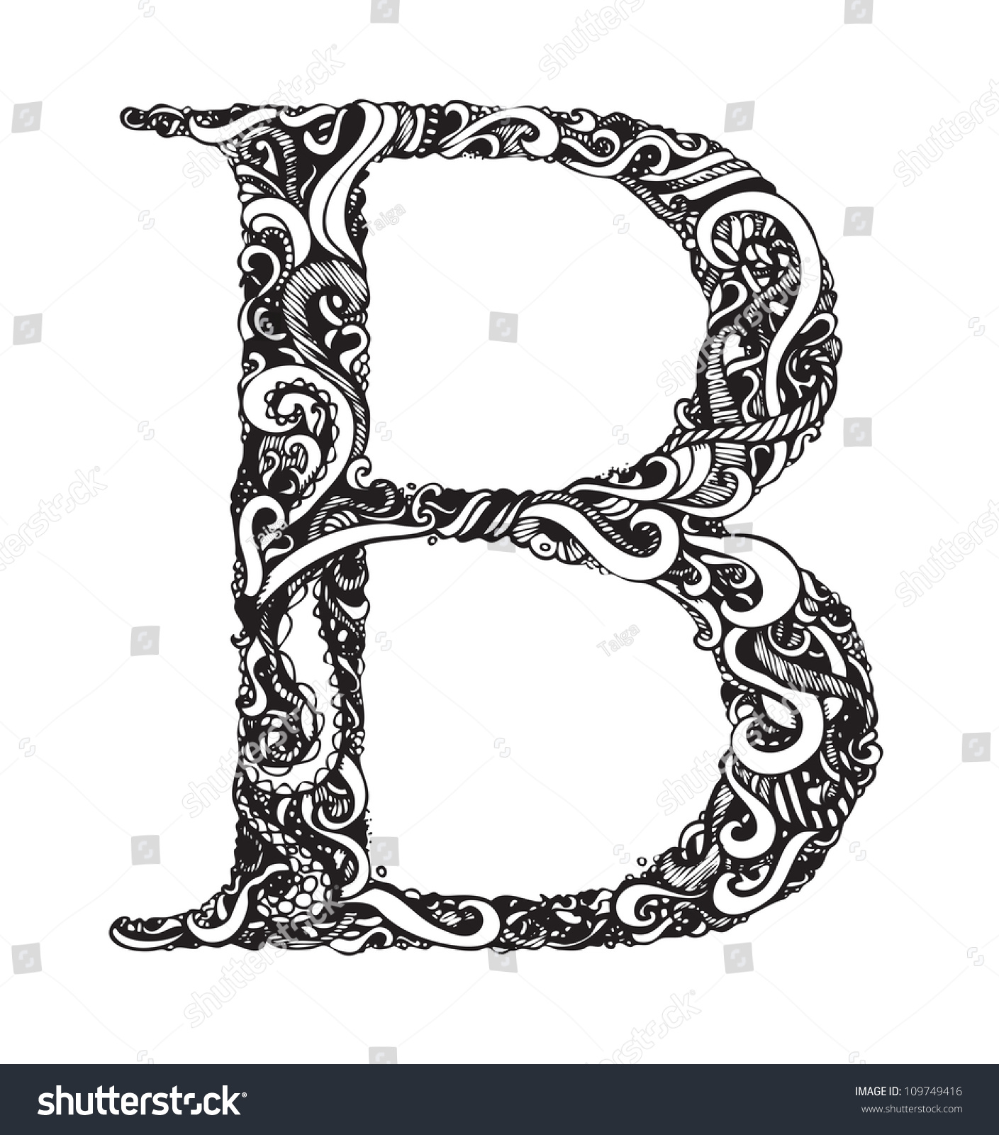 Capital Letter B Calligraphic Vintage Swirly Stock Vector 109749416 ...