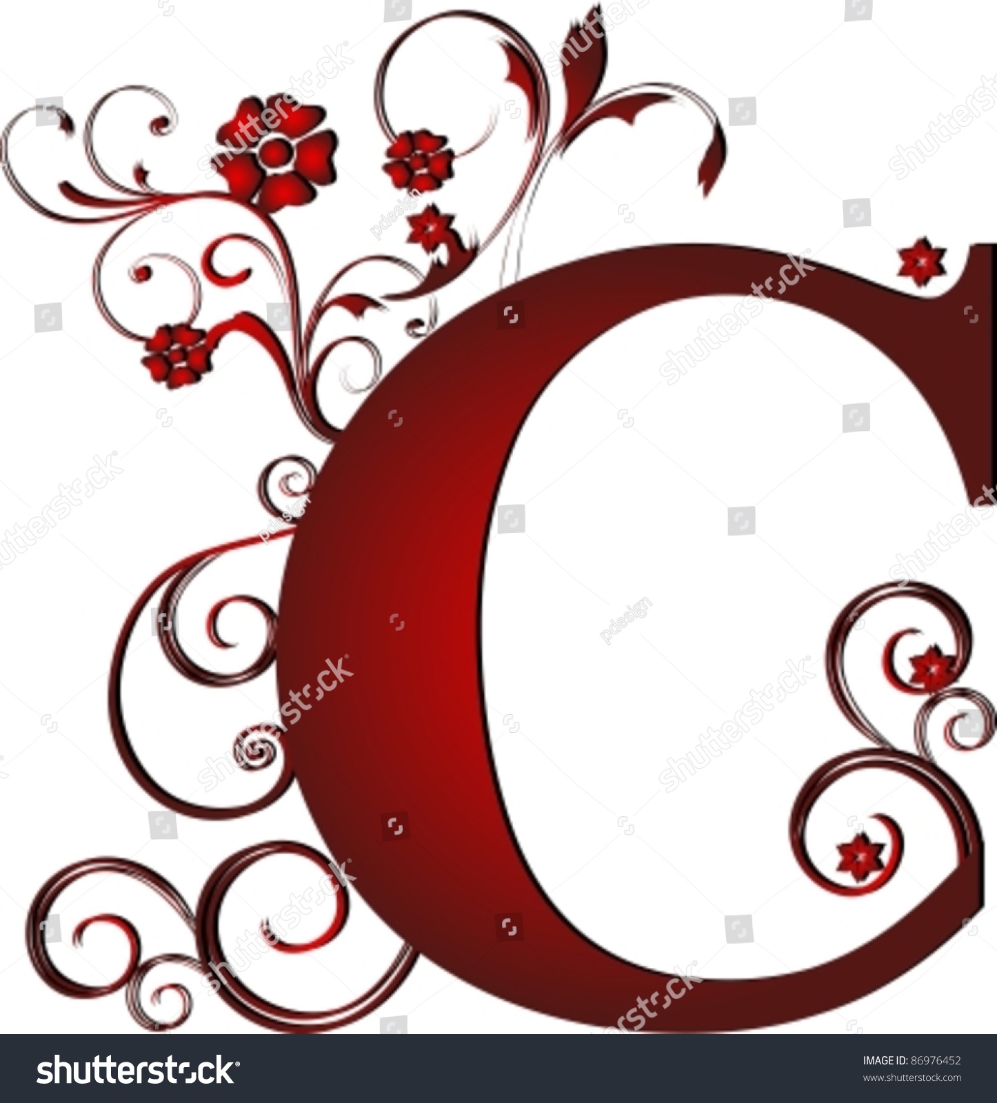 Capital Letter C Red Stock Vector (Royalty Free) 86976452