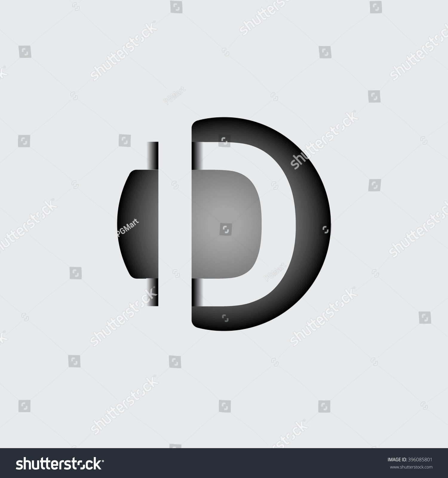 Capital Letter D. Made Of Wide White Stripes Overlapping With Shadows ...