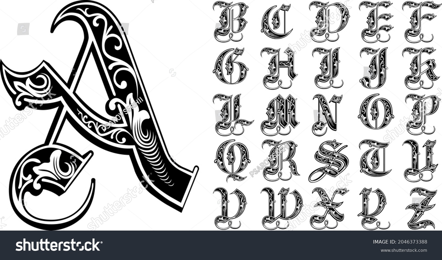 Capital Letter Monograms Logos Vintage Set เวกเตอร์สต็อก ปลอดค่า