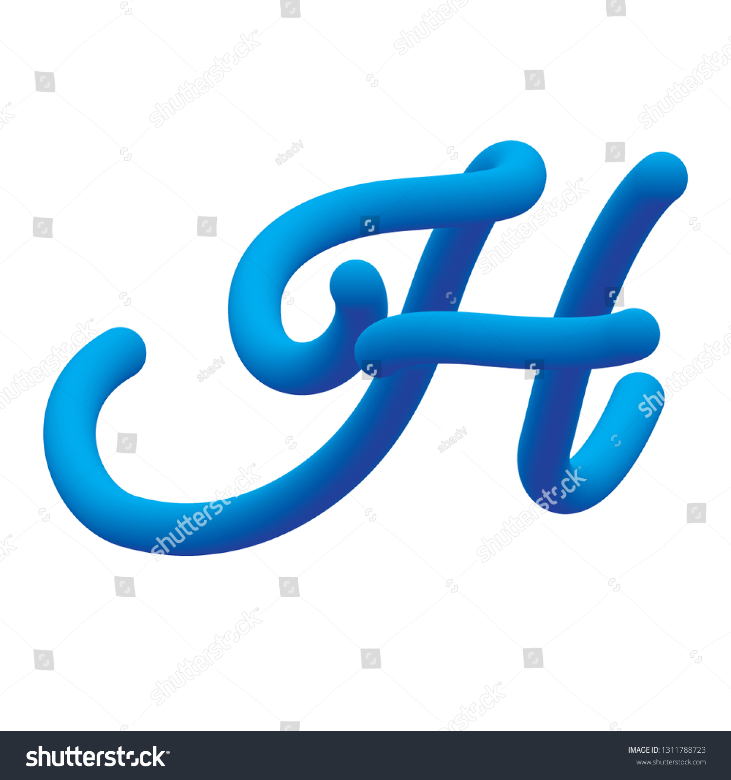 Capital Letter H Cursive Font Tube Stock Vector (Royalty Free
