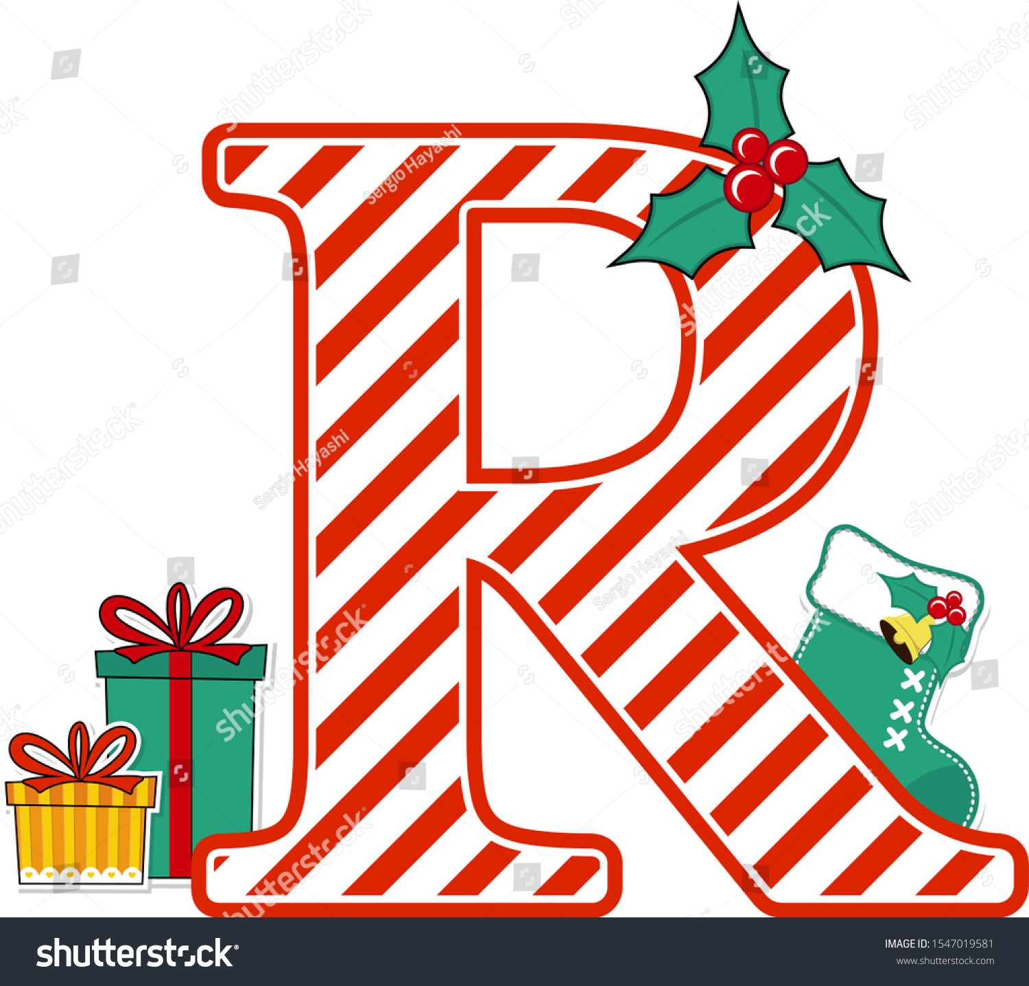 Capital Letter R Red White Candy Stock Vector (Royalty Free) 1547019581