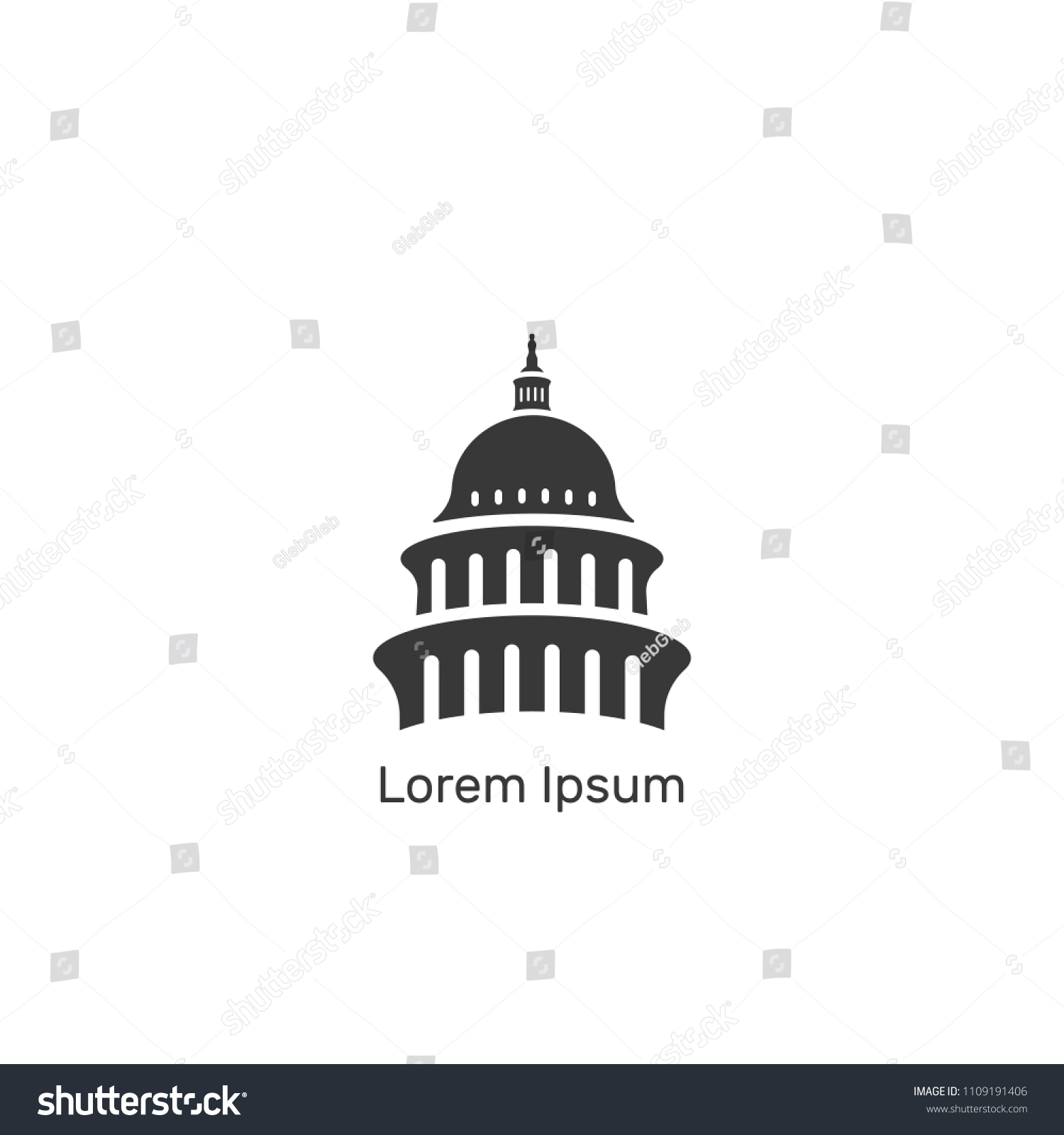 Capitol America Silhouette Dome Building Vector Stock Vector (Royalty ...