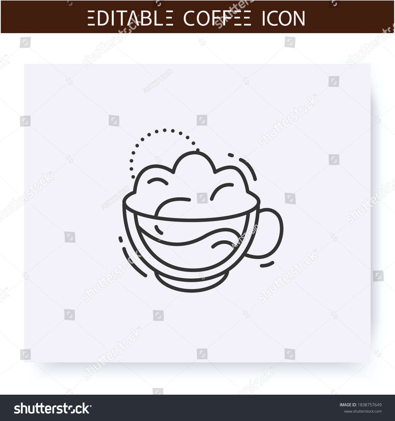 SVG of Cappuccino coffee line icon.Type of coffee drink. Espresso with steamed milk foam. Coffeehouse menu. Different caffeine drinks receipts concept. Isolated vector illustration. Editable stroke  svg