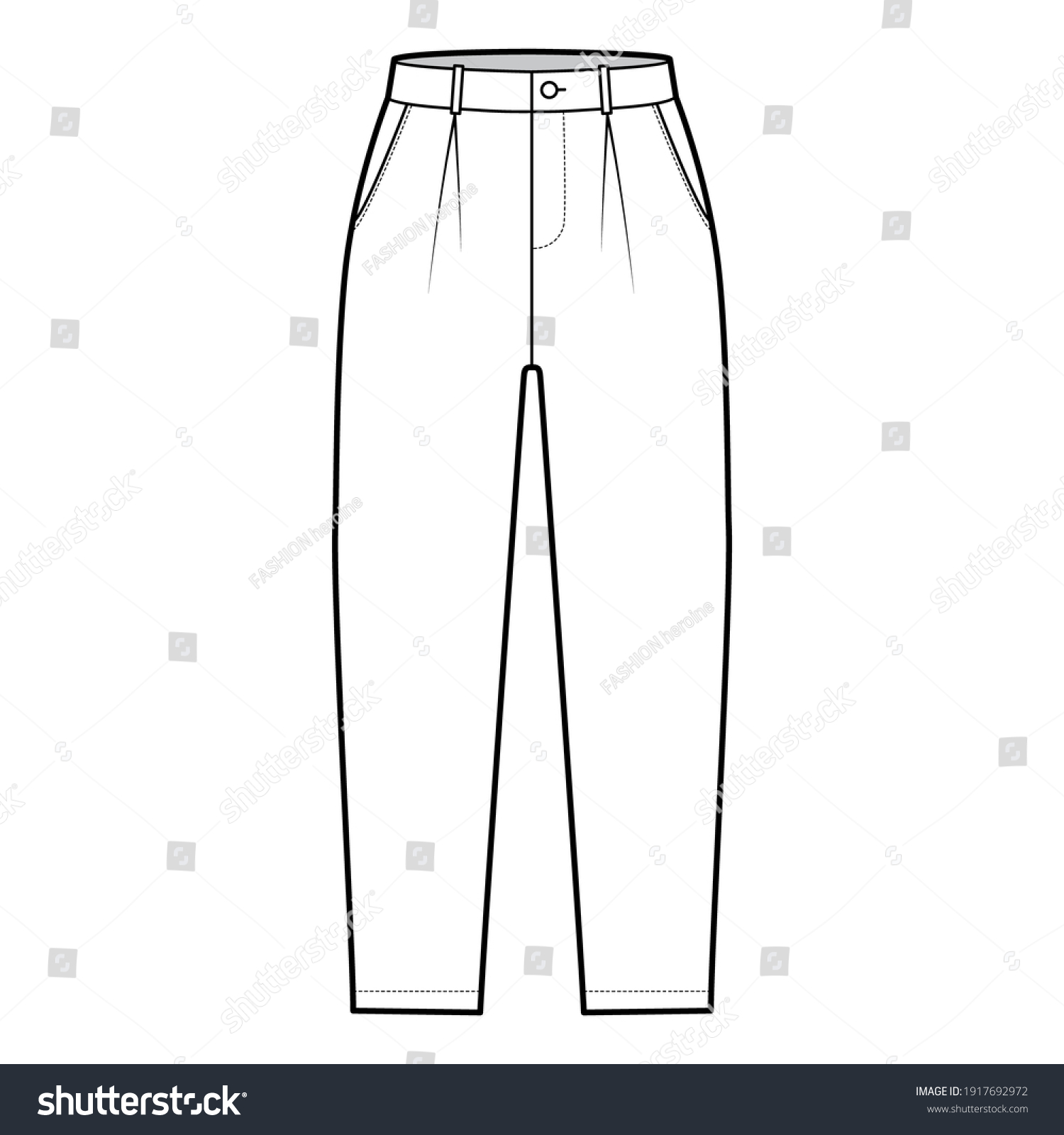 Capri Pants Technical Fashion Illustration Belt Stock Vector (Royalty ...