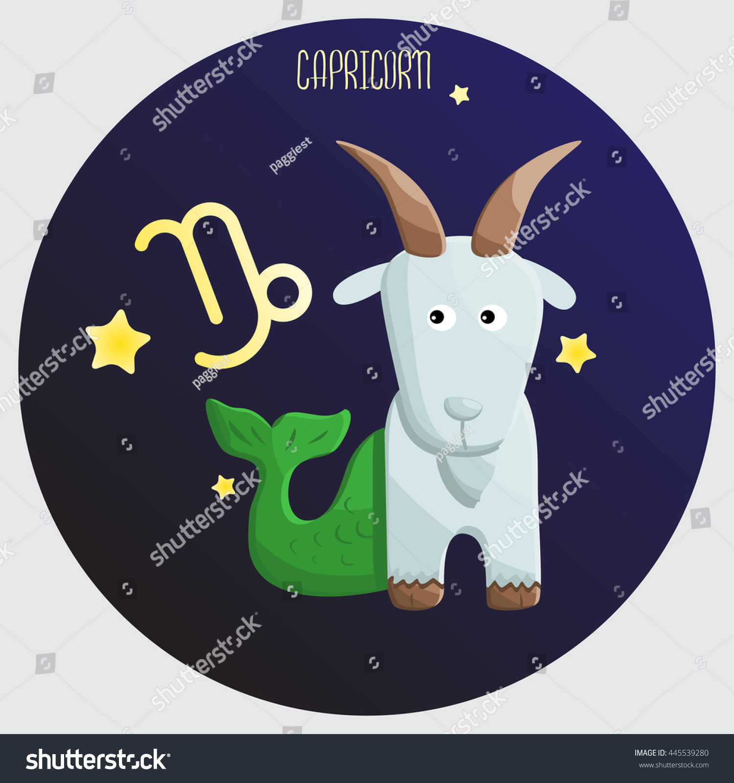 Capricorn Zodiac Color Sign Symbol Cartoon Stock Vector (Royalty Free ...
