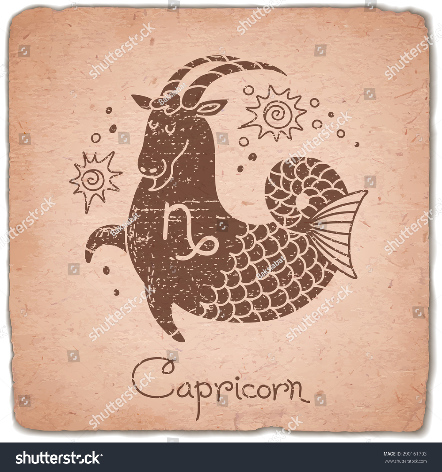 Capricorn Zodiac Sign Horoscope Vintage Card Stock Vector ...