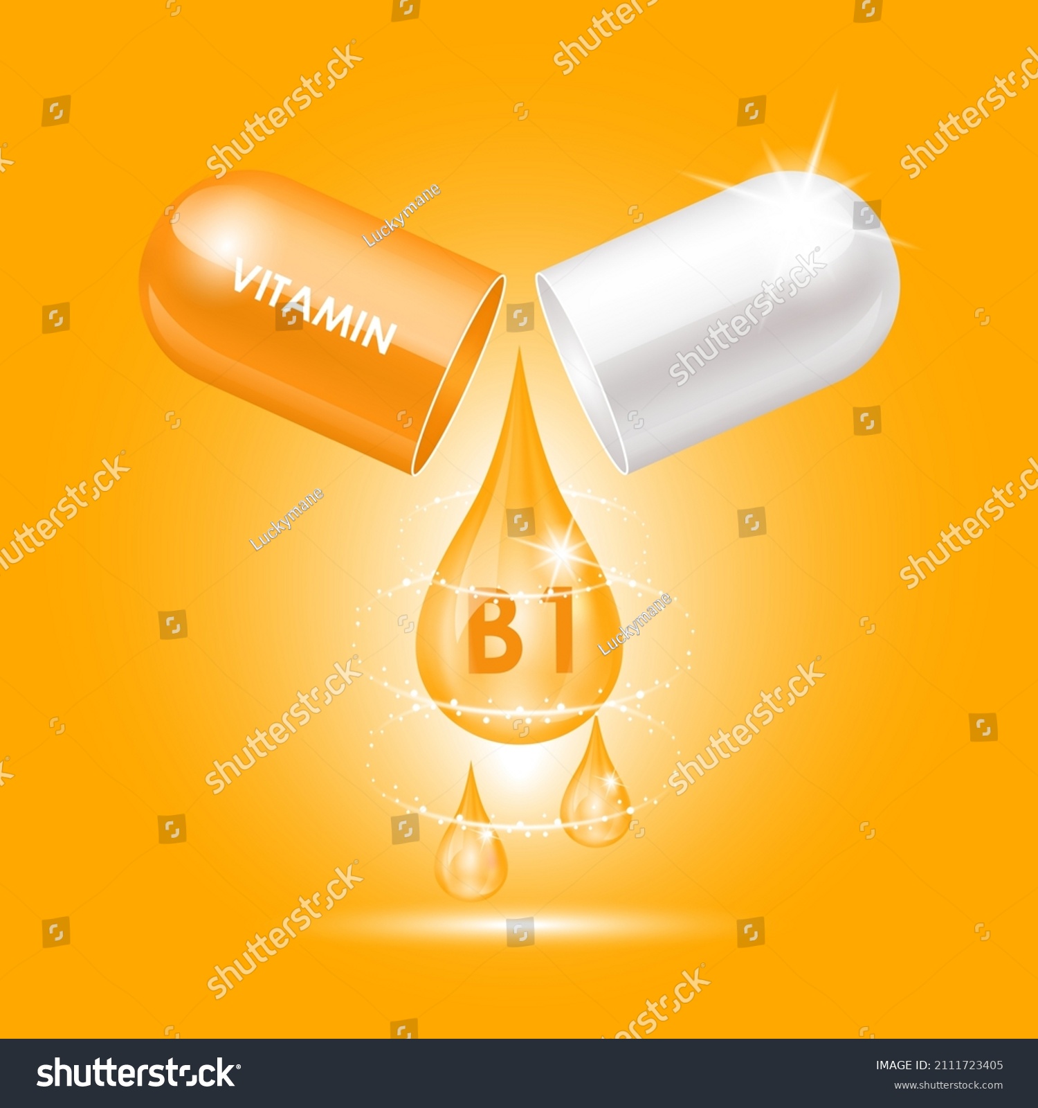 Capsule Vitamin B1 Thiamine Structure Orange Stock Vector (Royalty Free ...