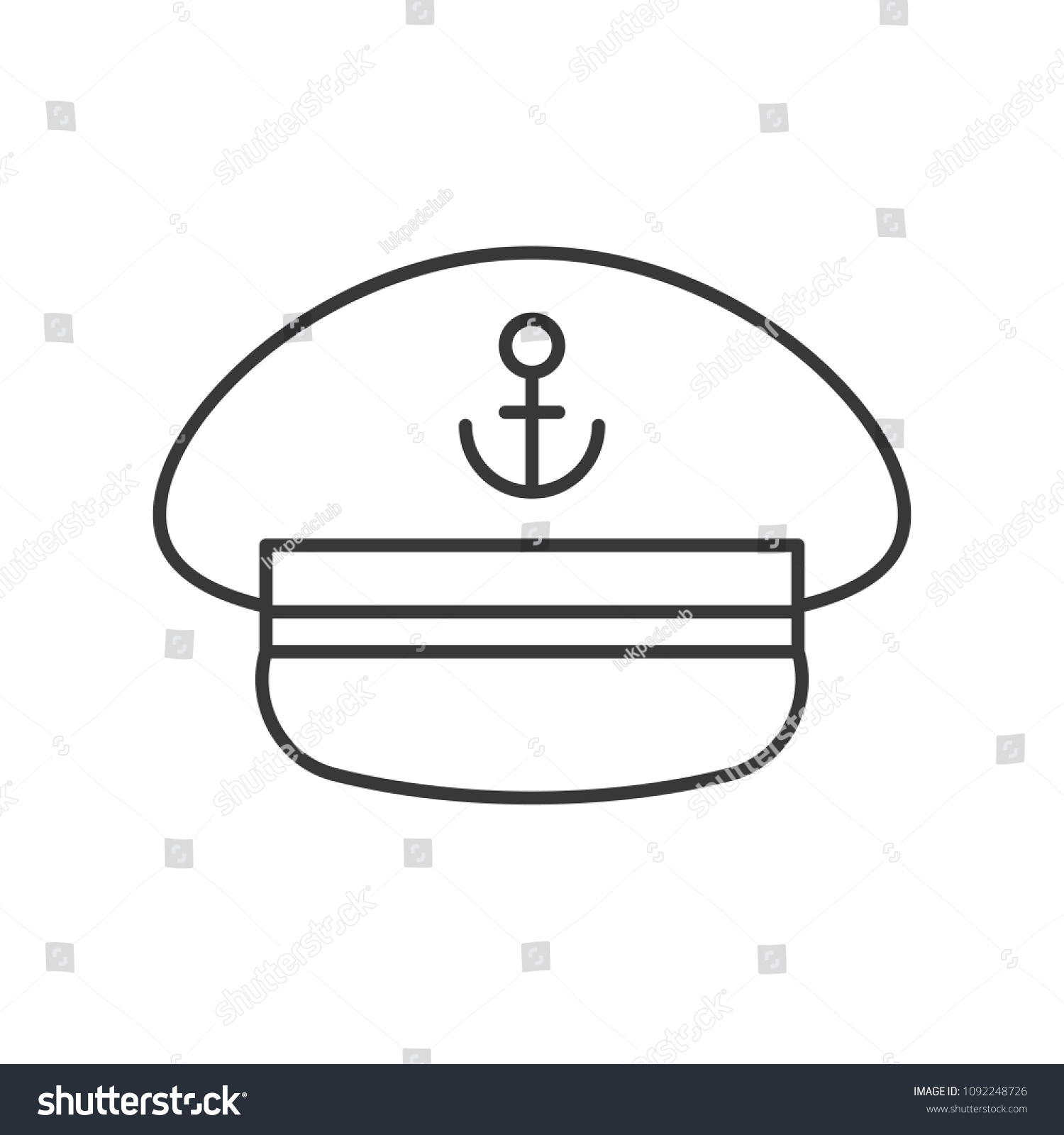 Captain Hat Outline Icon On White Stock Vector (Royalty Free) 1092248726