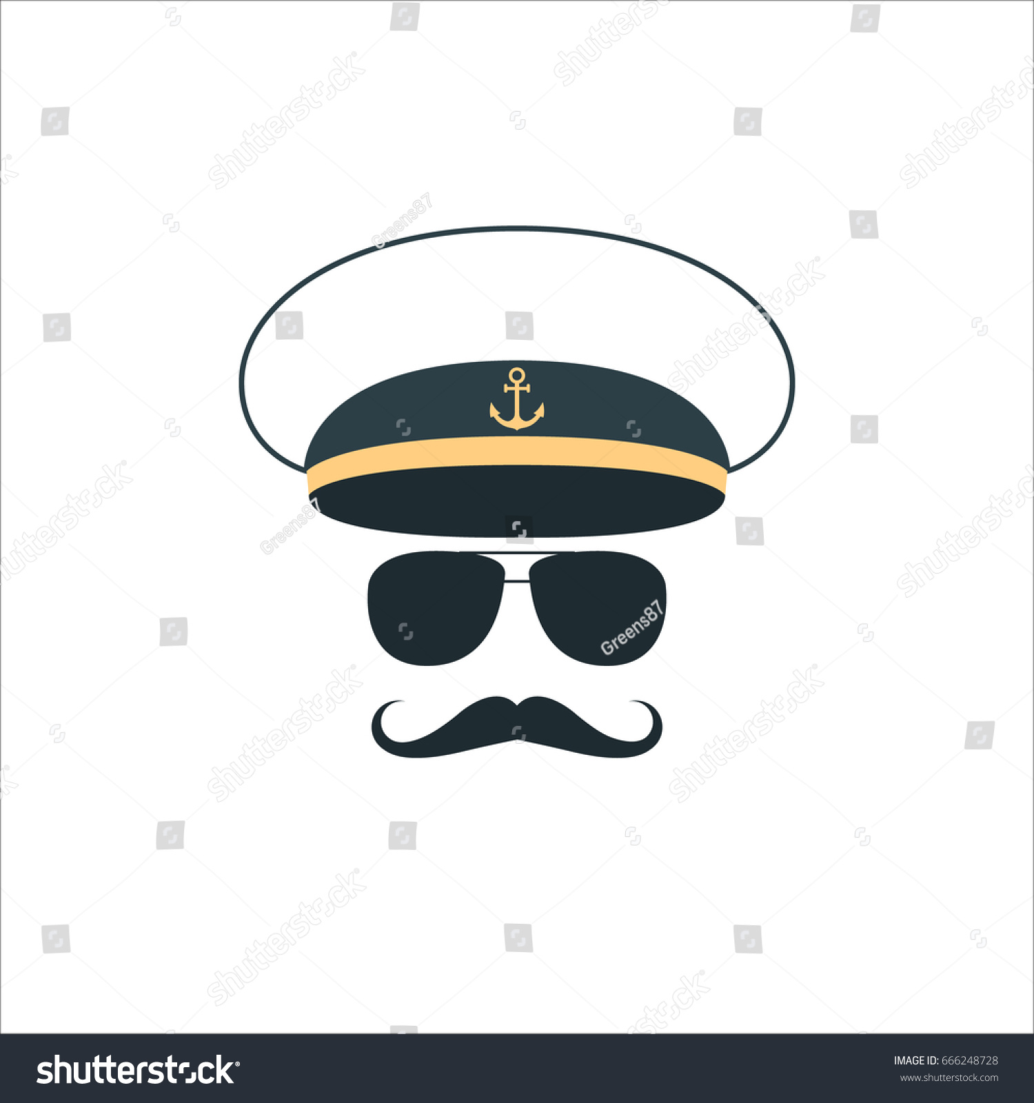 Captain Sailor Face Icon Vector Illustration Stock Vector (Royalty Free ...