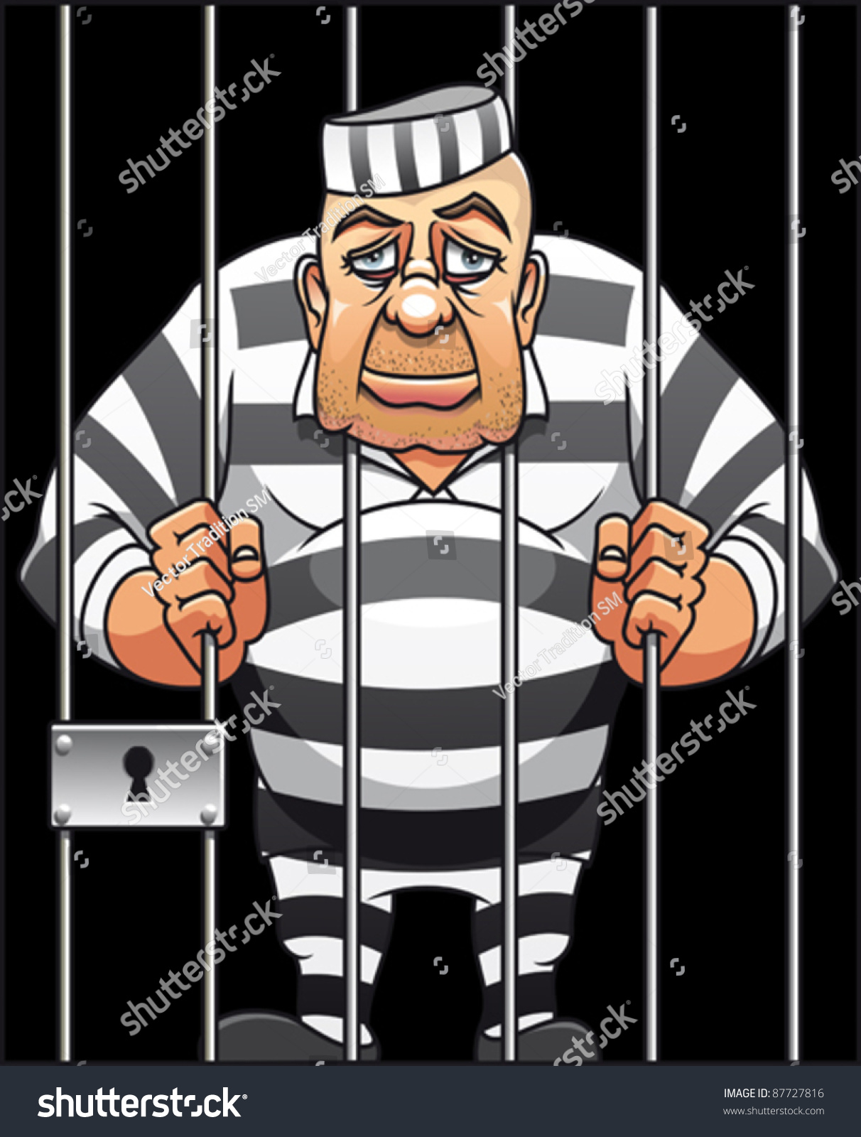 Captured danger prisoner in cartoon style for justice design. Rasterized version also available in gallery
