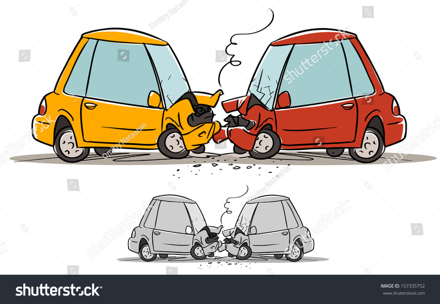 Car Accident. Cartoon Illustration Isolated On White - 157335752 ...