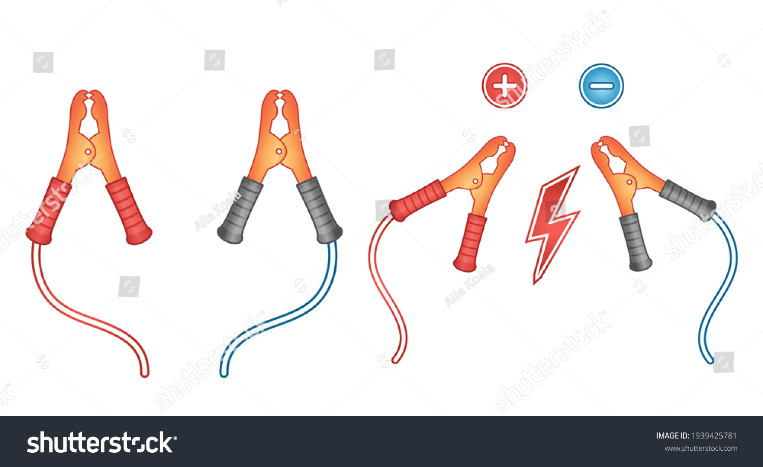 SVG of Car battery jumper clamp cable icon set. Power wires with alligator clip for connection to electric accumulator charging and jump start automobile engine. Checking charge level. Repairing tool. Vector svg
