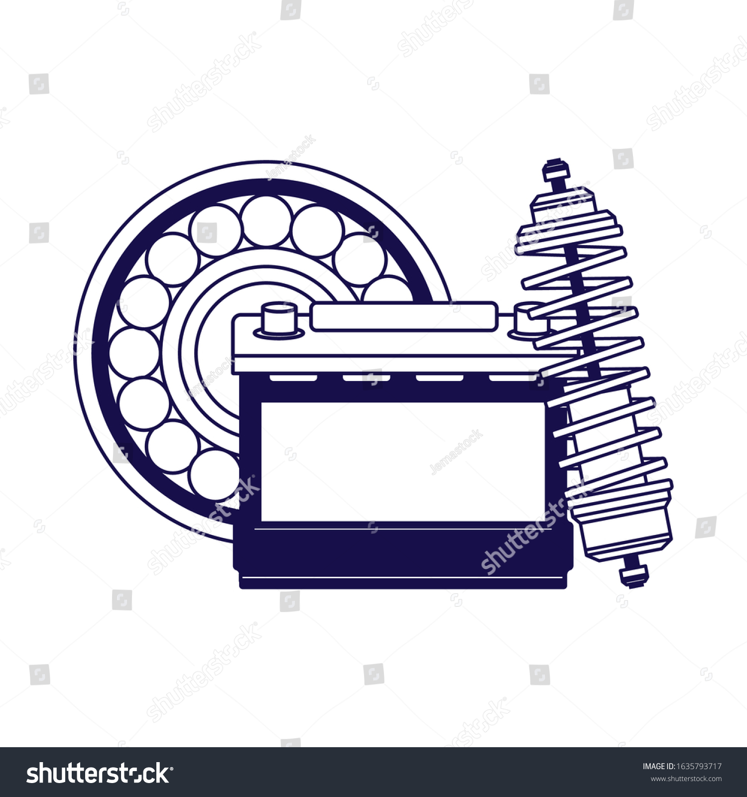 Car Battery Shock Absorber Car Parts Stock Vector Royalty Free 1635793717