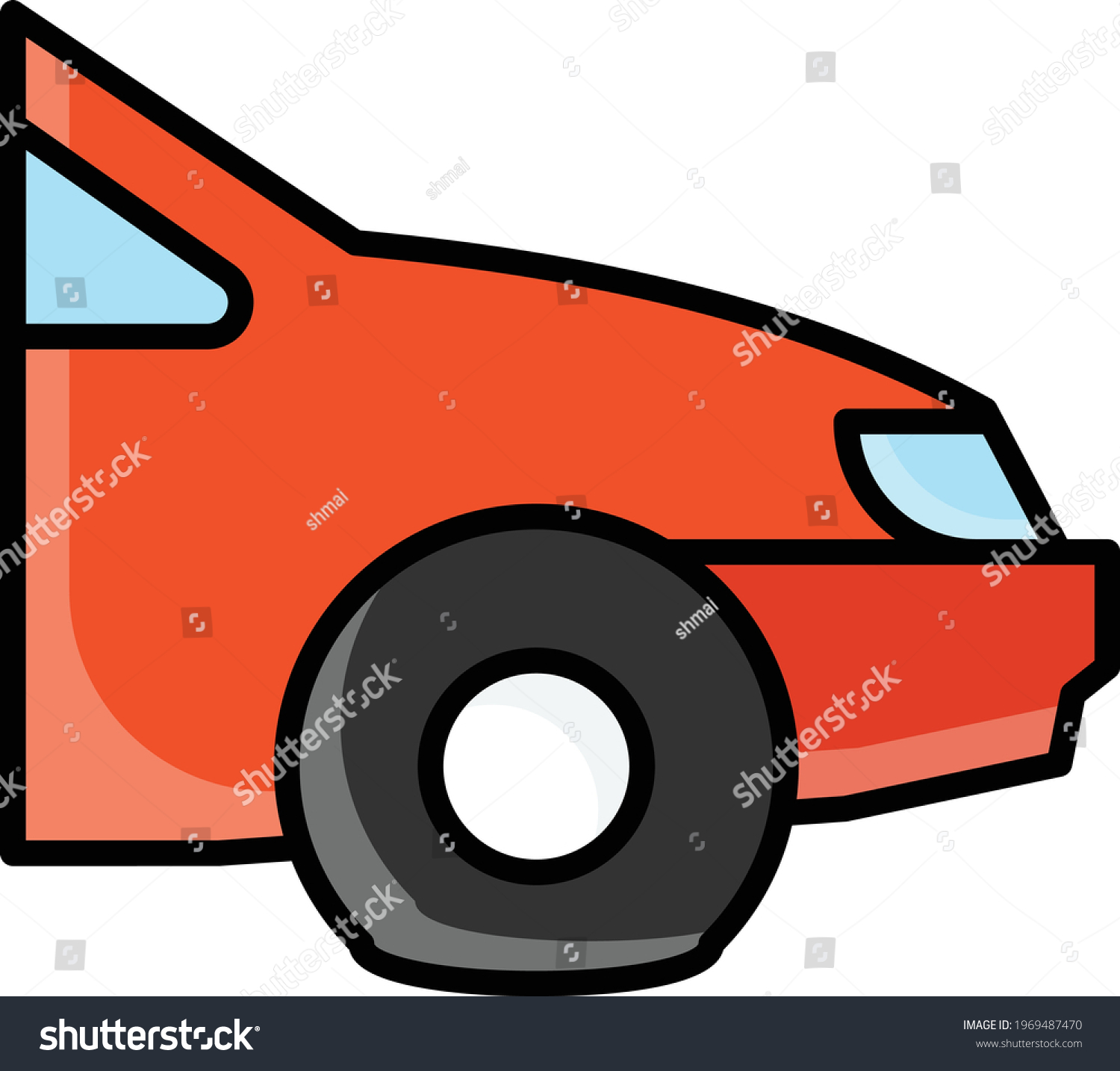 Car Side View Flat Damage Stock Vector (Royalty Free) 1969487470