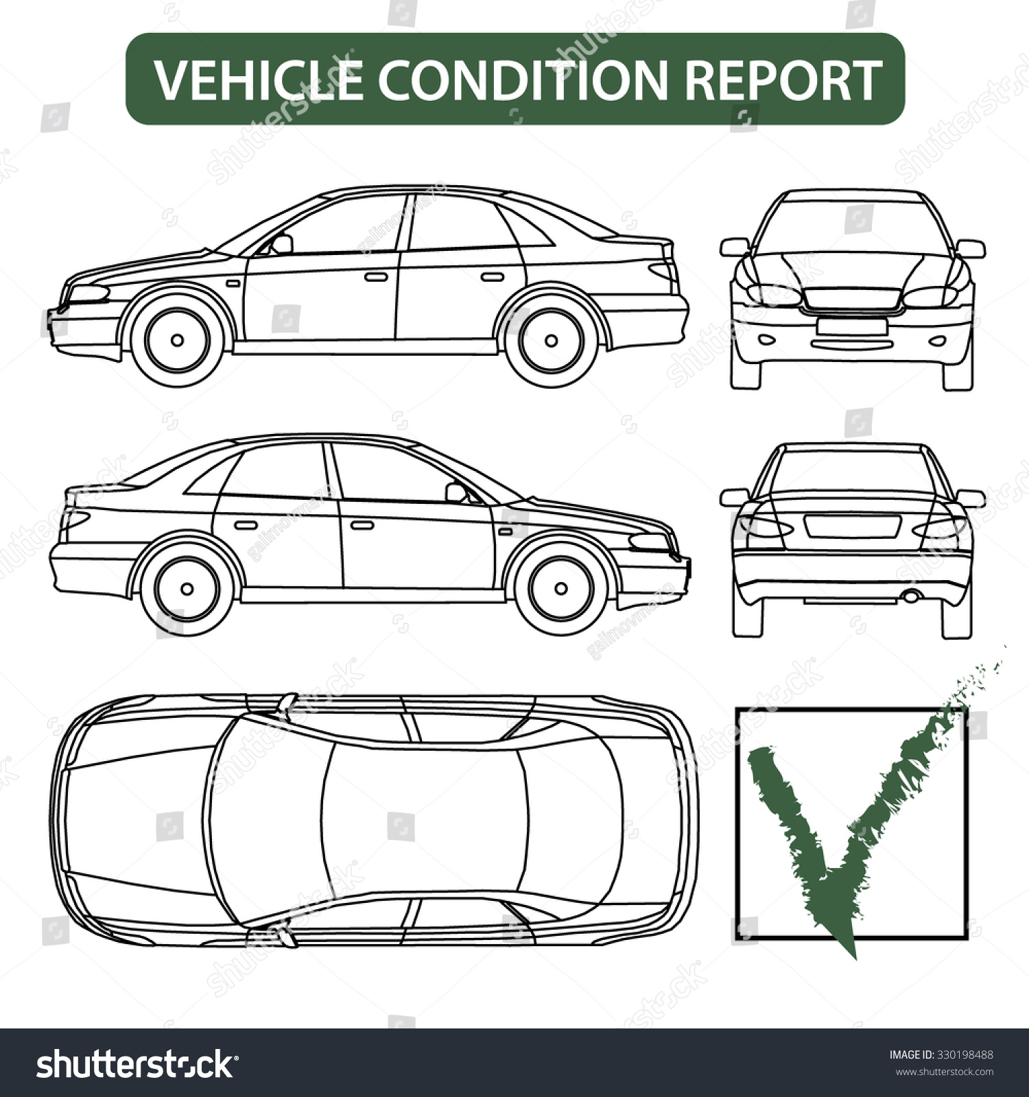 Car Condition Form Vehicle Checklist Auto Stock Vector (Royalty In Car Damage Report Template
