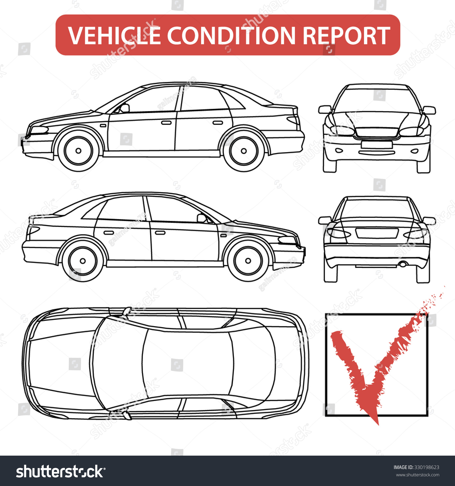 Formular für den Zustand des Fahrzeugs: Stock-Vektorgrafik Pertaining To Car Damage Report Template