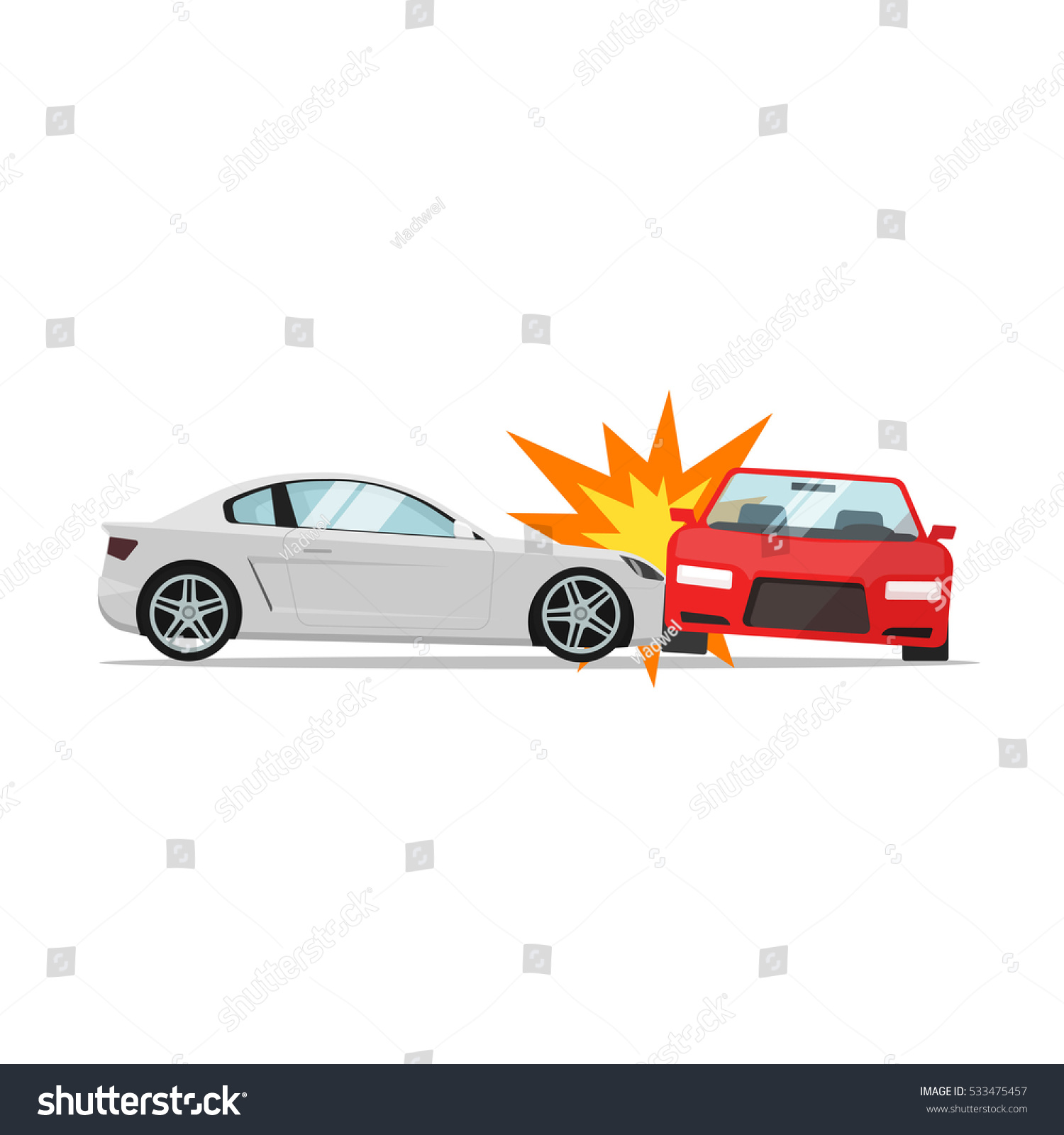Car Crash Vector Illustration Flat Cartoon Stock Vector 533475457