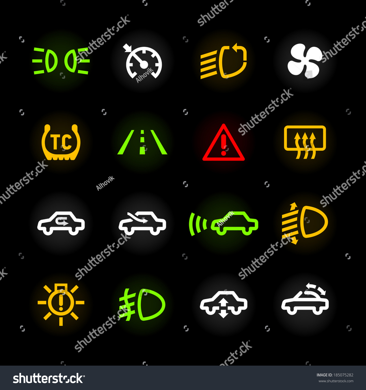 Car Dashboard Icons Vector Stock Vector 185075282 - Shutterstock