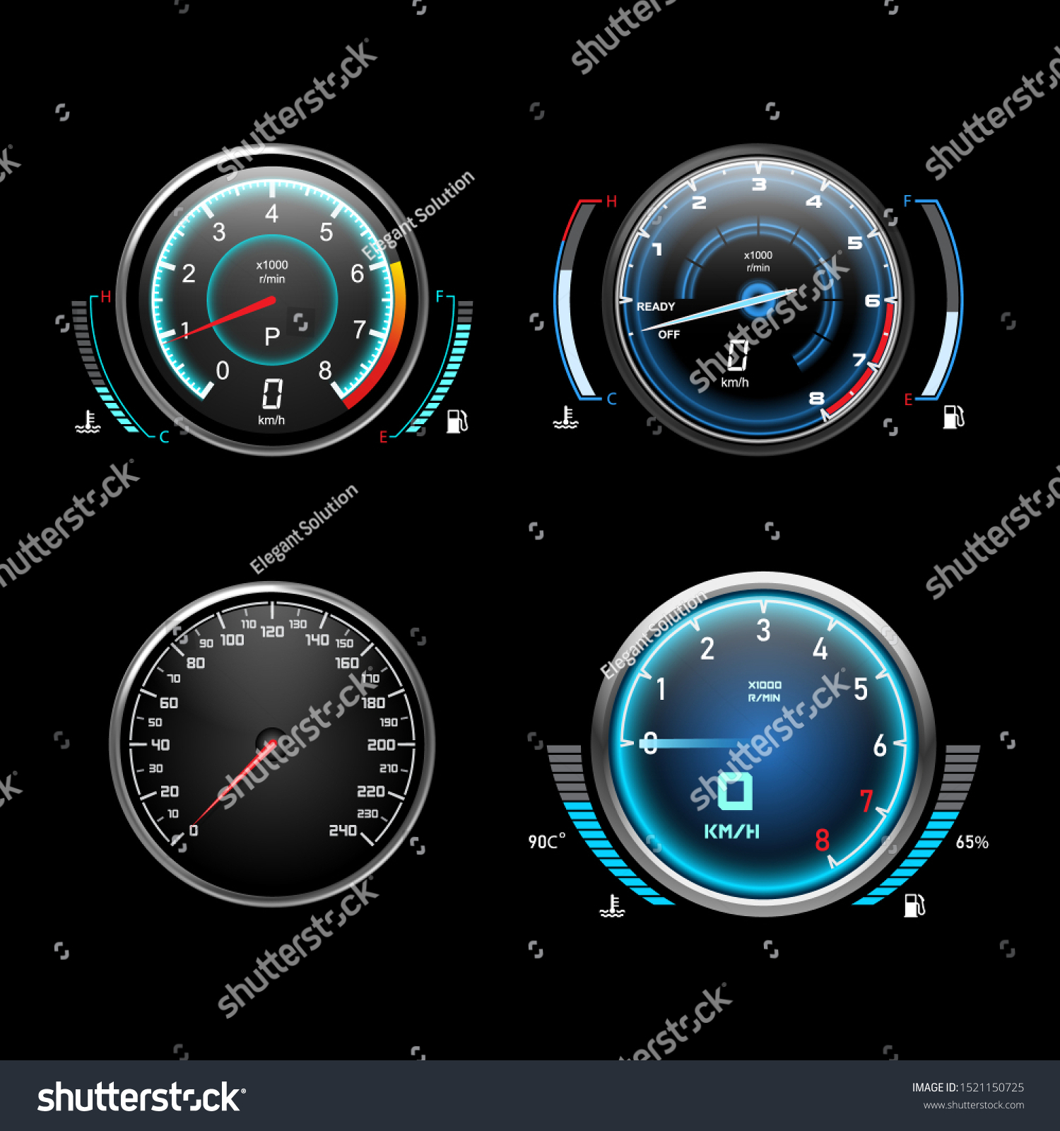 Car Dashboard Speedometer Tachometer Gauge Fuel Stock Vector (Royalty ...