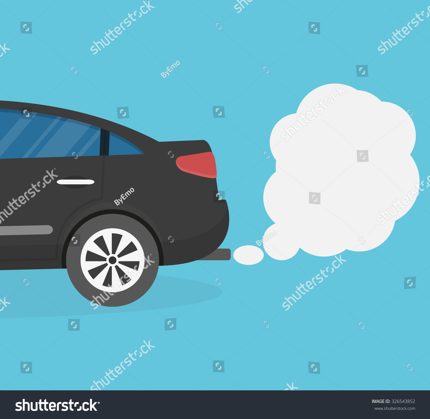 Car Emitting Smoke. Flat Style Stock Vector Illustration 326543852 ...