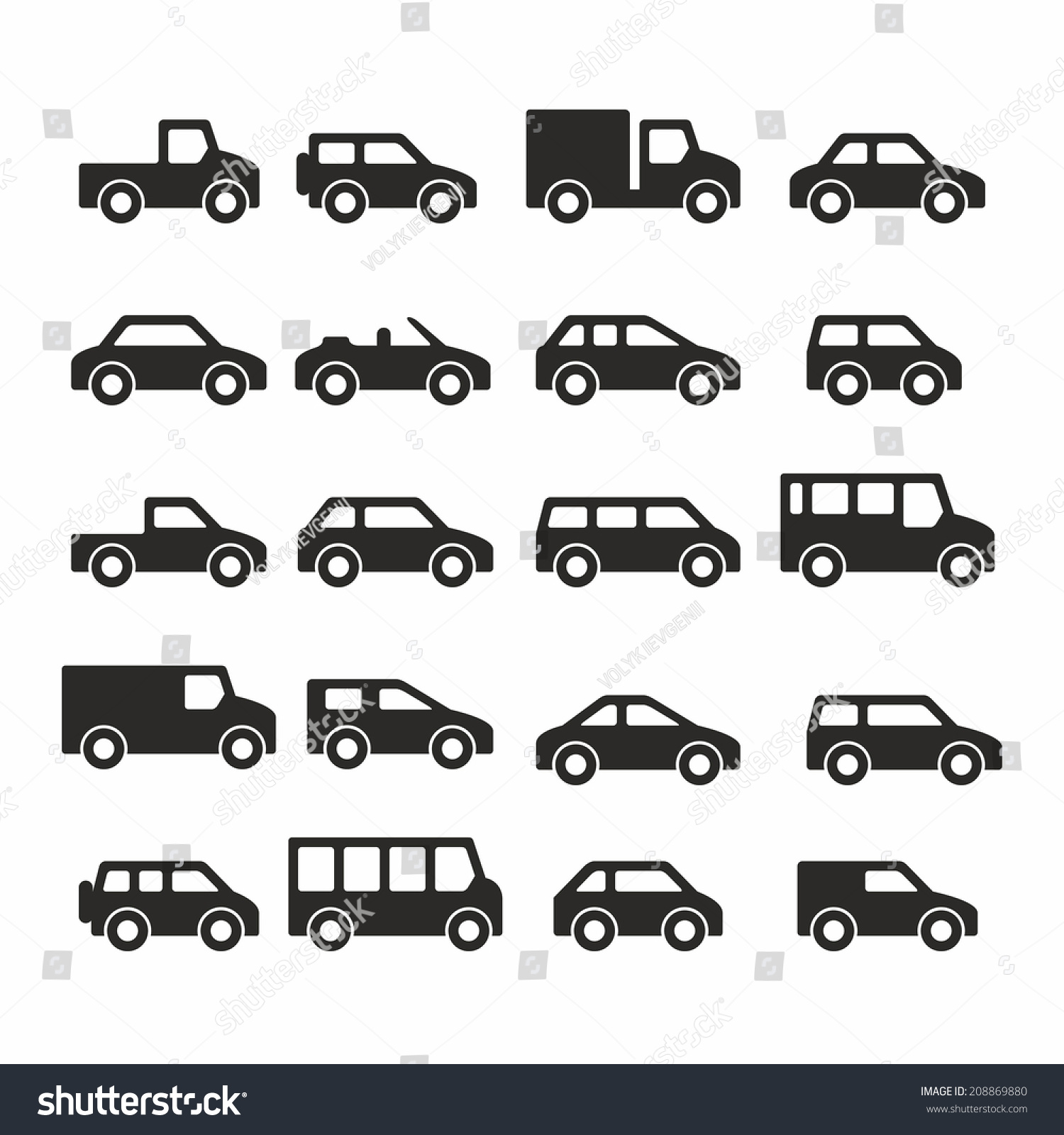 Car Icons Stock Vector (Royalty Free) 208869880