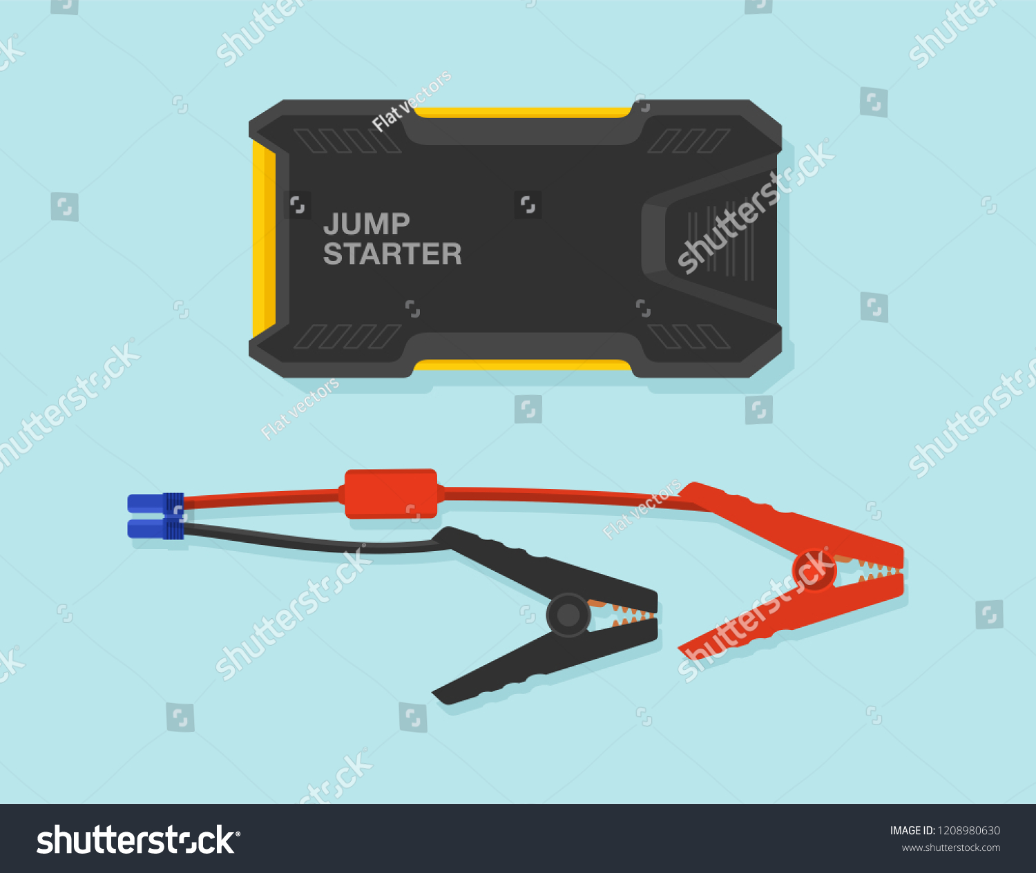 SVG of Car jump starter power bank with cable. Flat vector illustration. svg