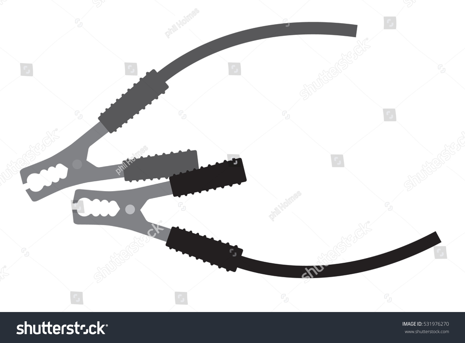 SVG of Car jumper power cables. Black wire shown in greyscale svg