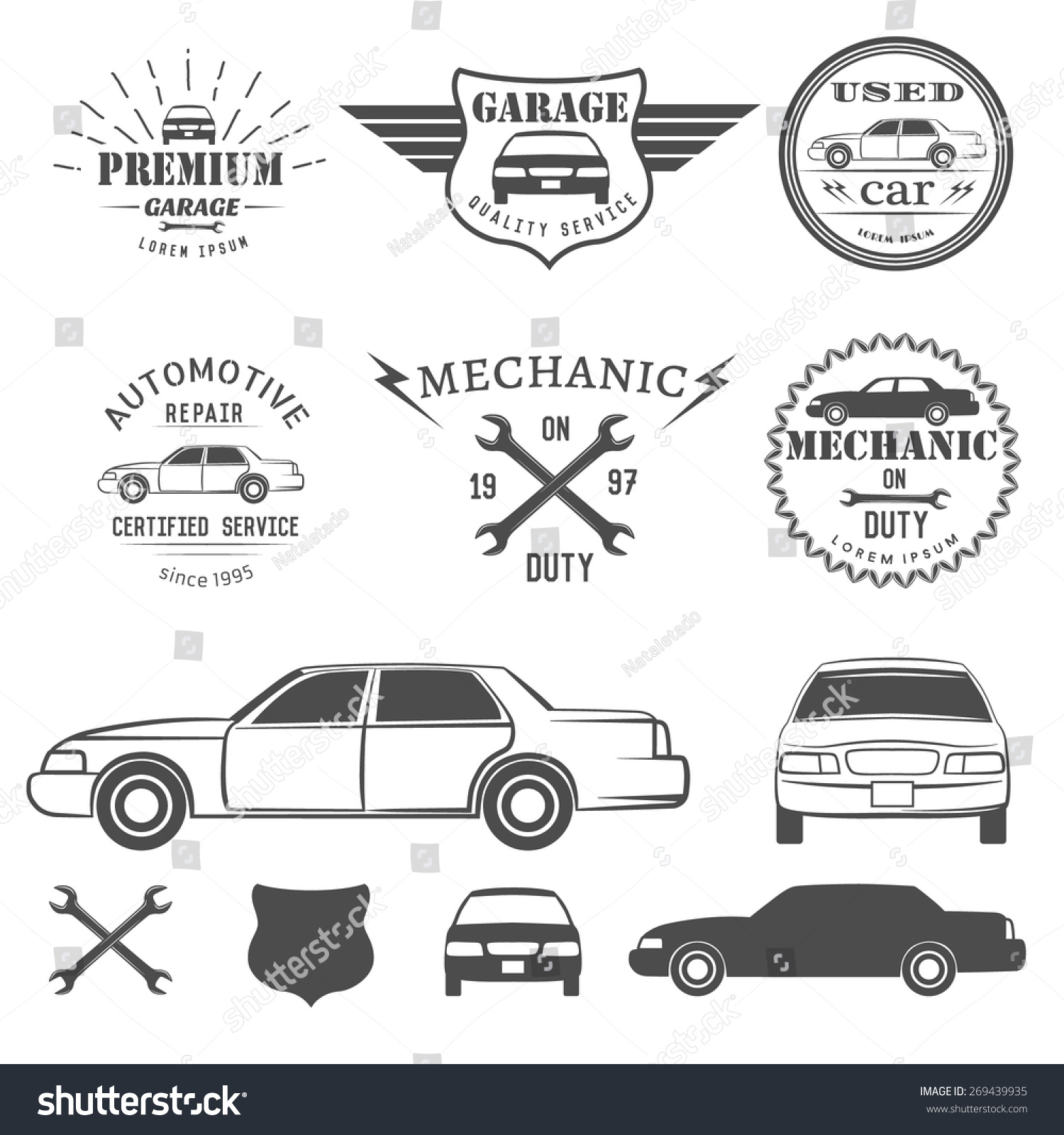 Car Labels And Icon Stock Vector Illustration 269439935 : Shutterstock