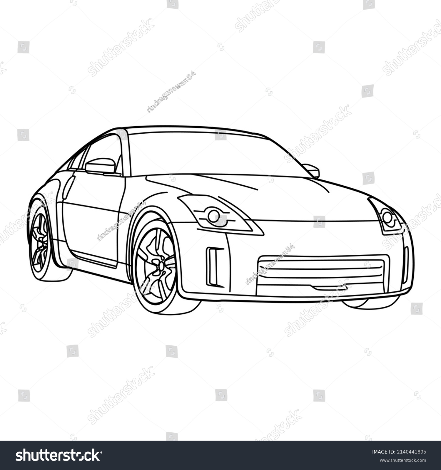 Car Outline Illustration Template Coloring Stock Vector (Royalty Free ...