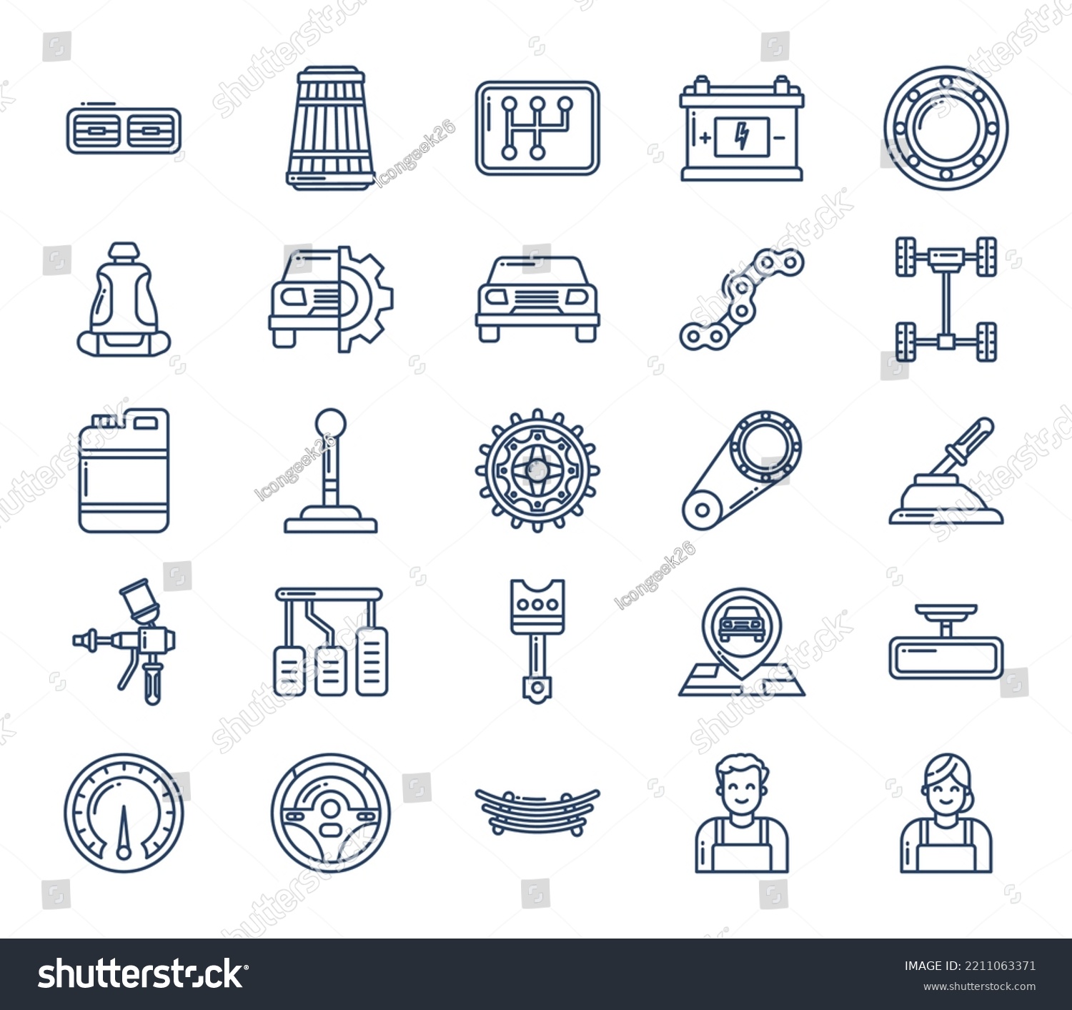 SVG of Car parts and service icon set svg